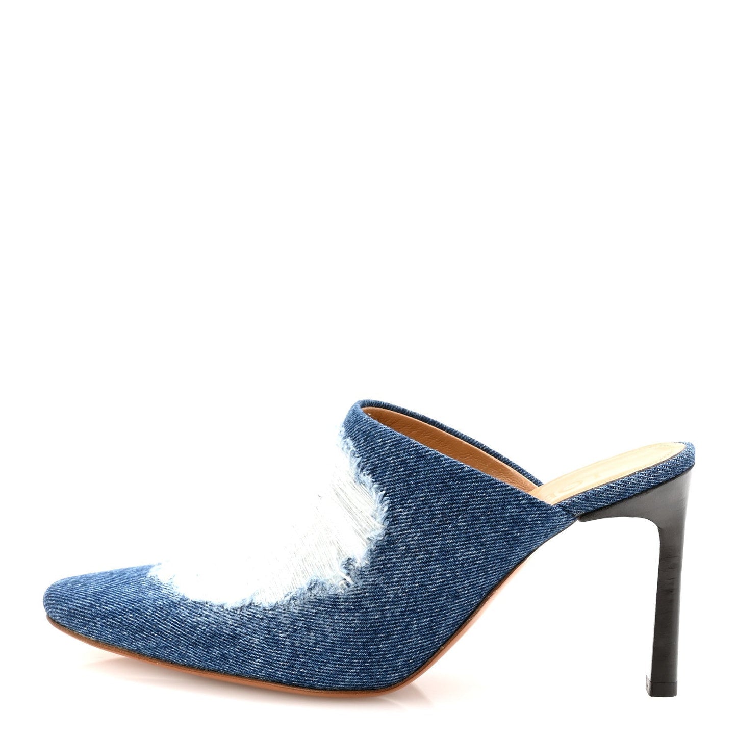 Ripped Denim 90 Mules Washed Denim