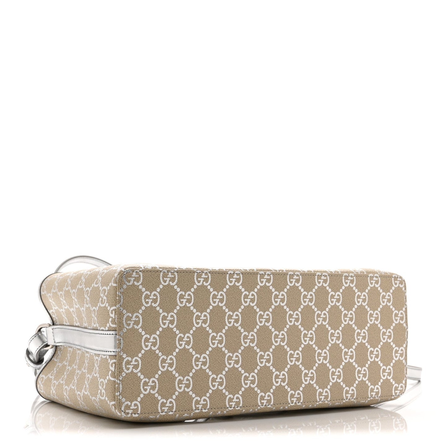 GG Supreme Monogram Emblem Medium Tote Bag  Beige Silver