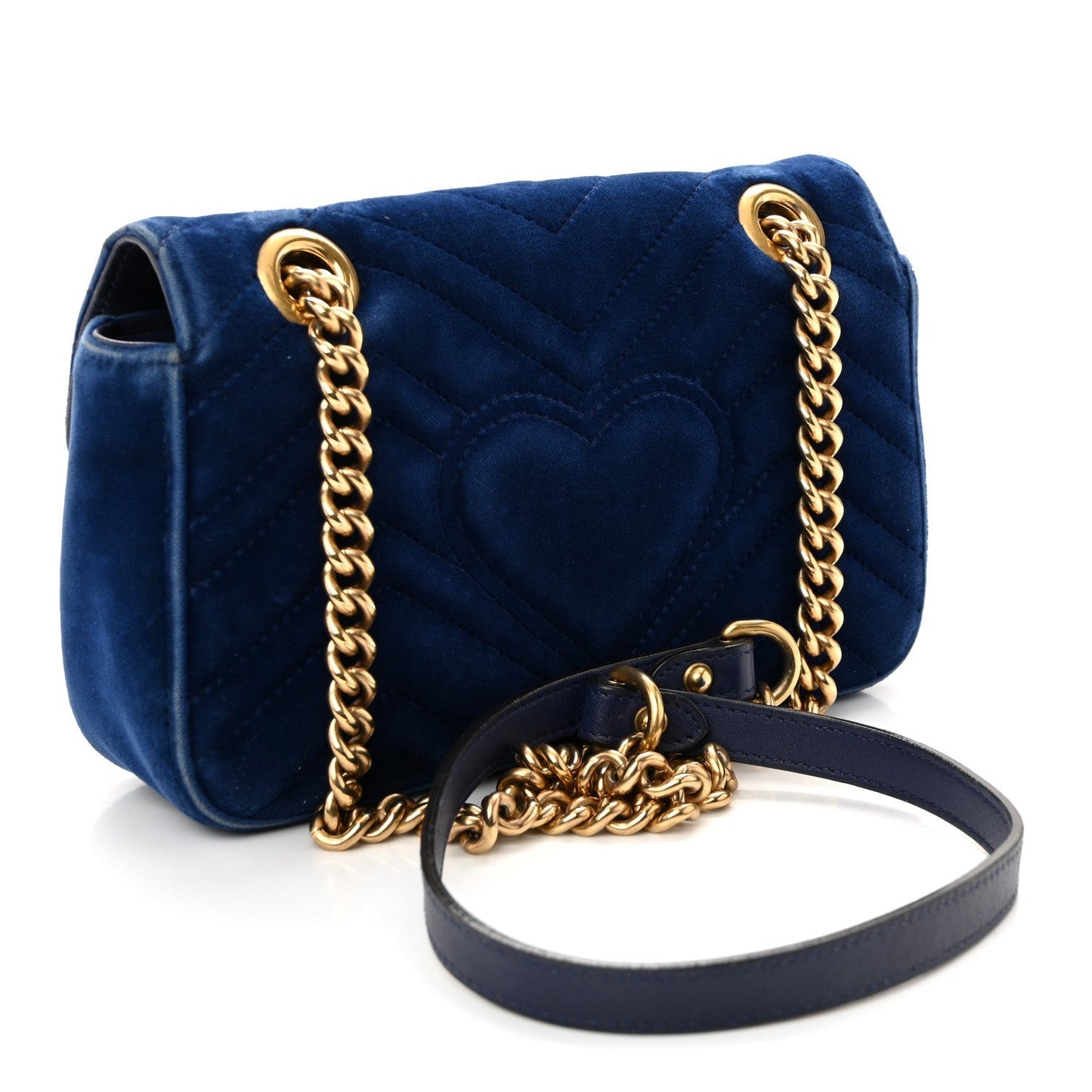 Velvet Matelasse Mini GG Marmont Shoulder Bag Cobalt Blue