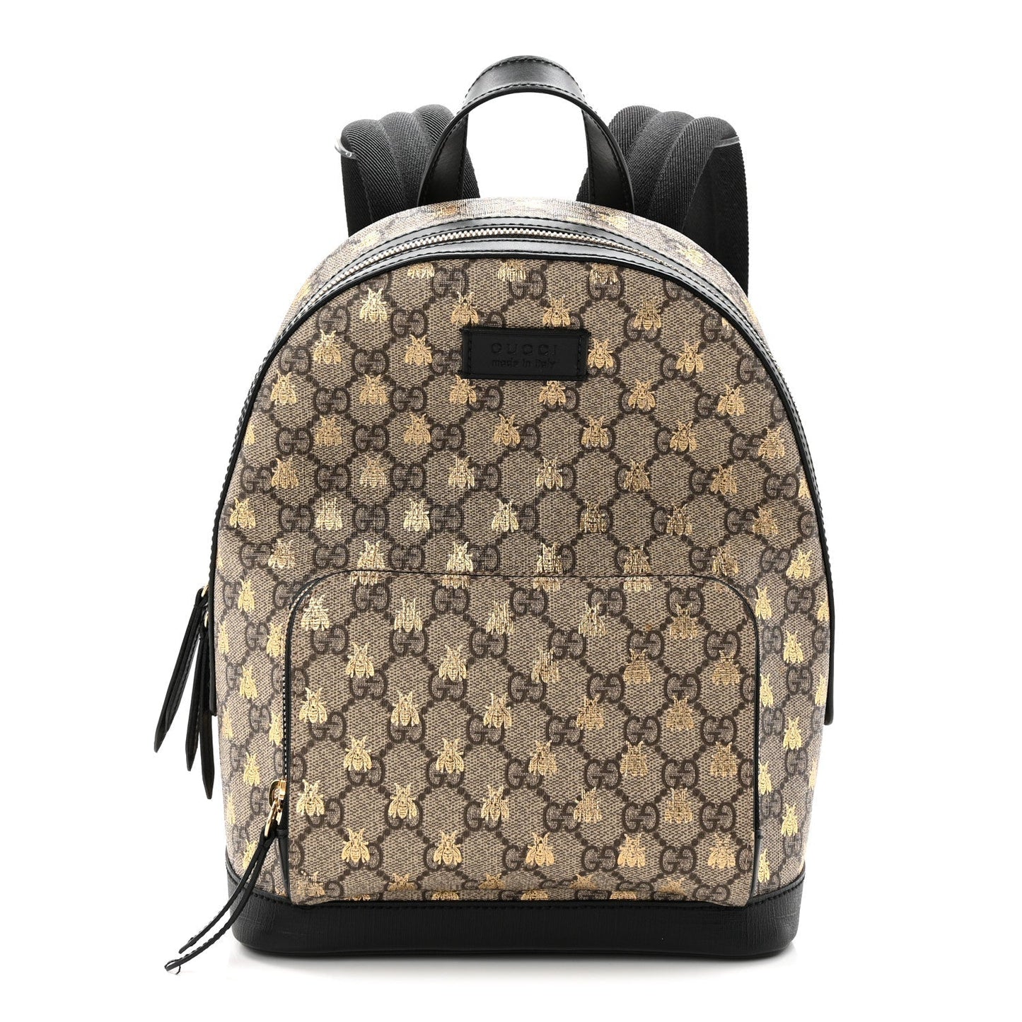GG Supreme Monogram Bees Print Small Day Backpack Beige Oro Black