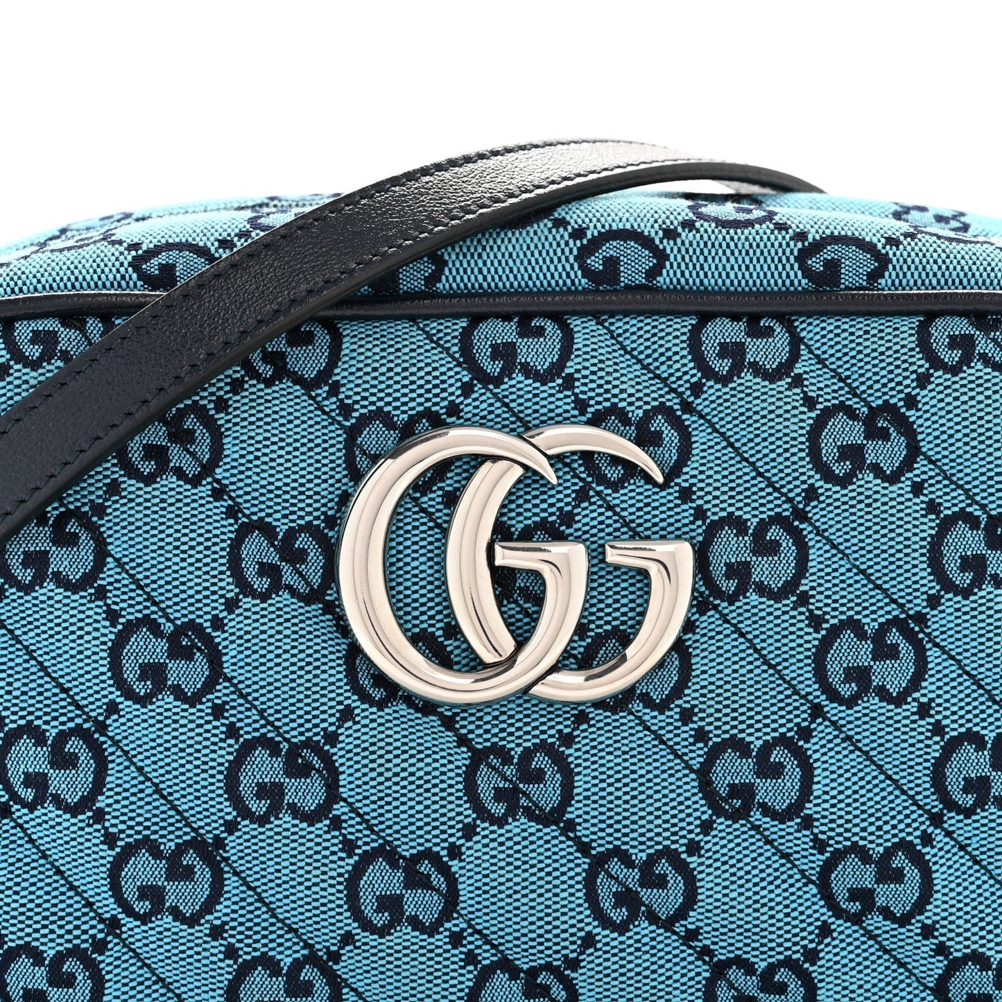 Monogram Multicolor Matelasse Diagonal Small GG Marmont Chain Shoulder Bag Light Blue