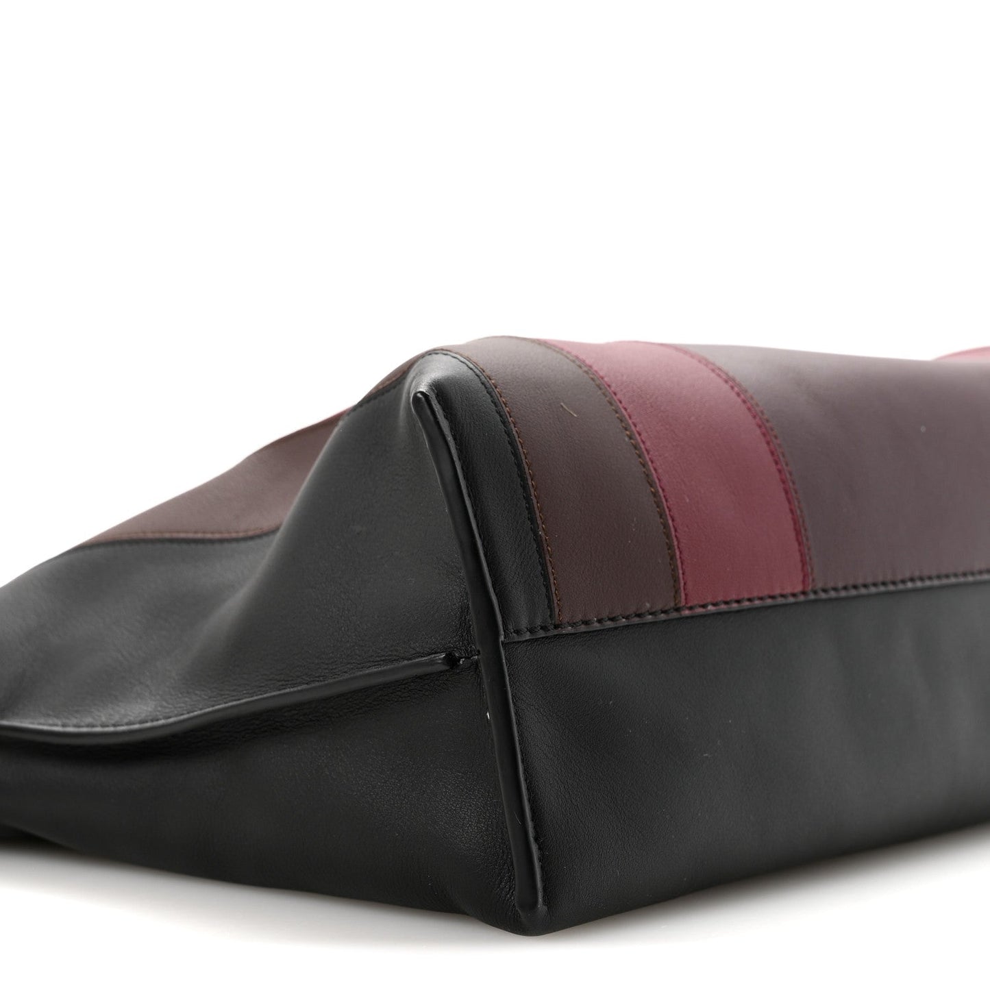 X ALBERS Nappa Calfskin Medium Flamenco Knot Clutch Black Burgundy