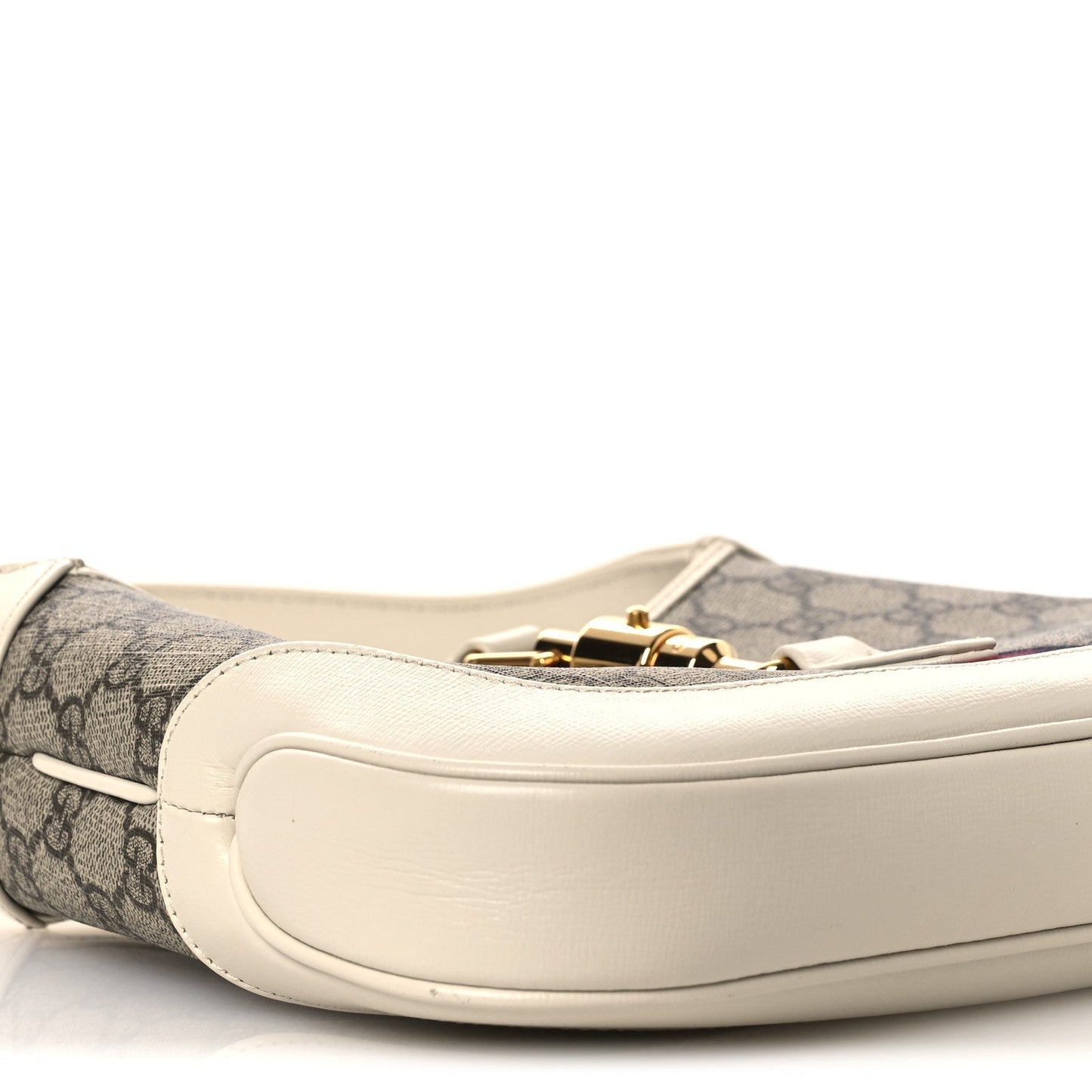 GG Supreme Monogram Azalea Calfskin Web Small Jackie 1961 Hobo Beige Ebony Mystic White