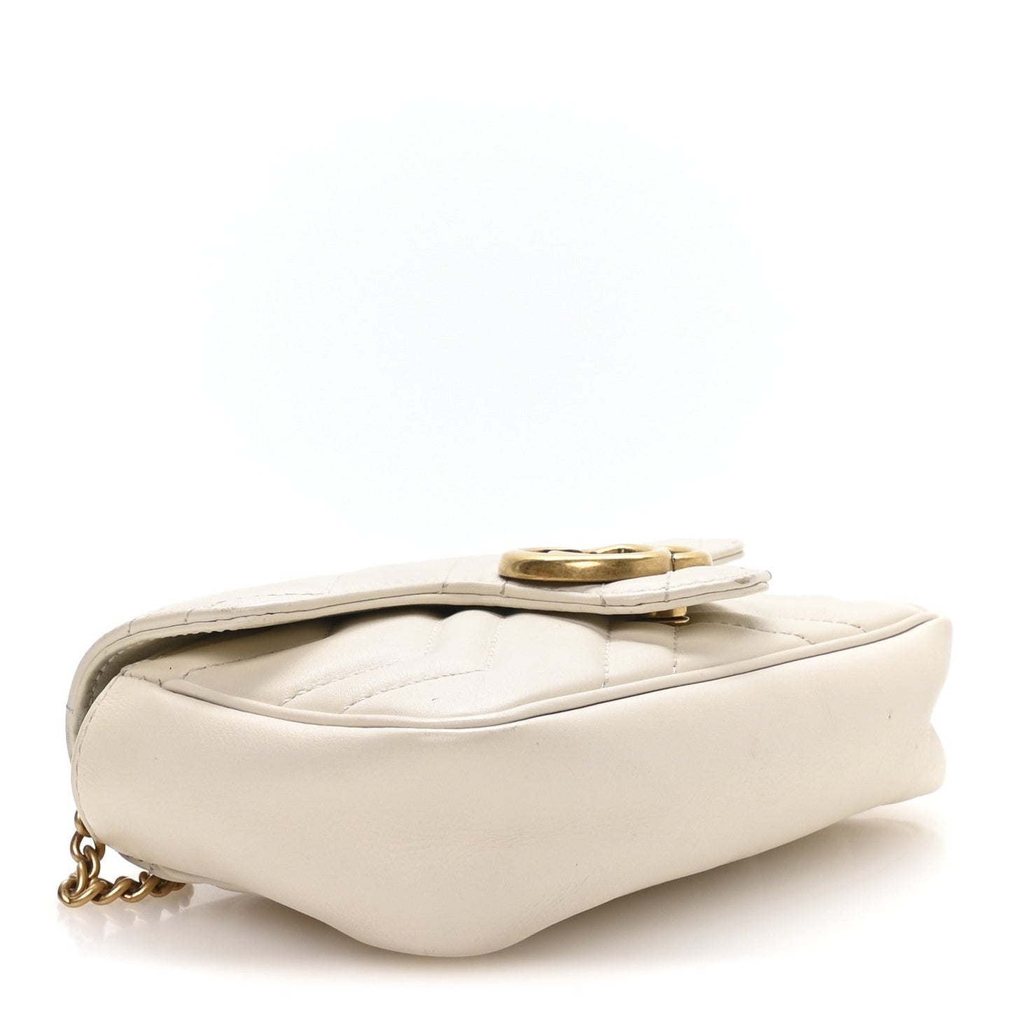 Calfskin Matelasse Super Mini GG Marmont Shoulder Bag White