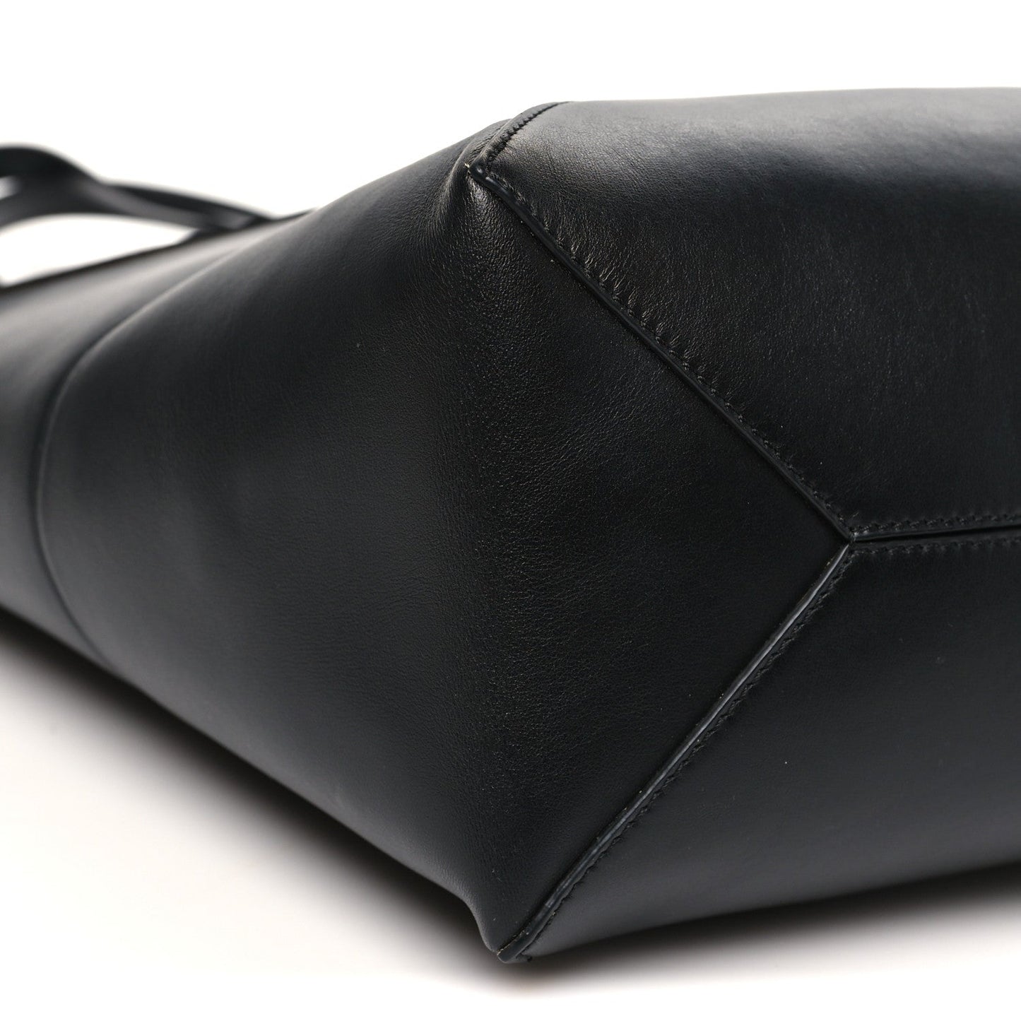 Shiny Calfskin Medium Puzzle Fold Tote Black