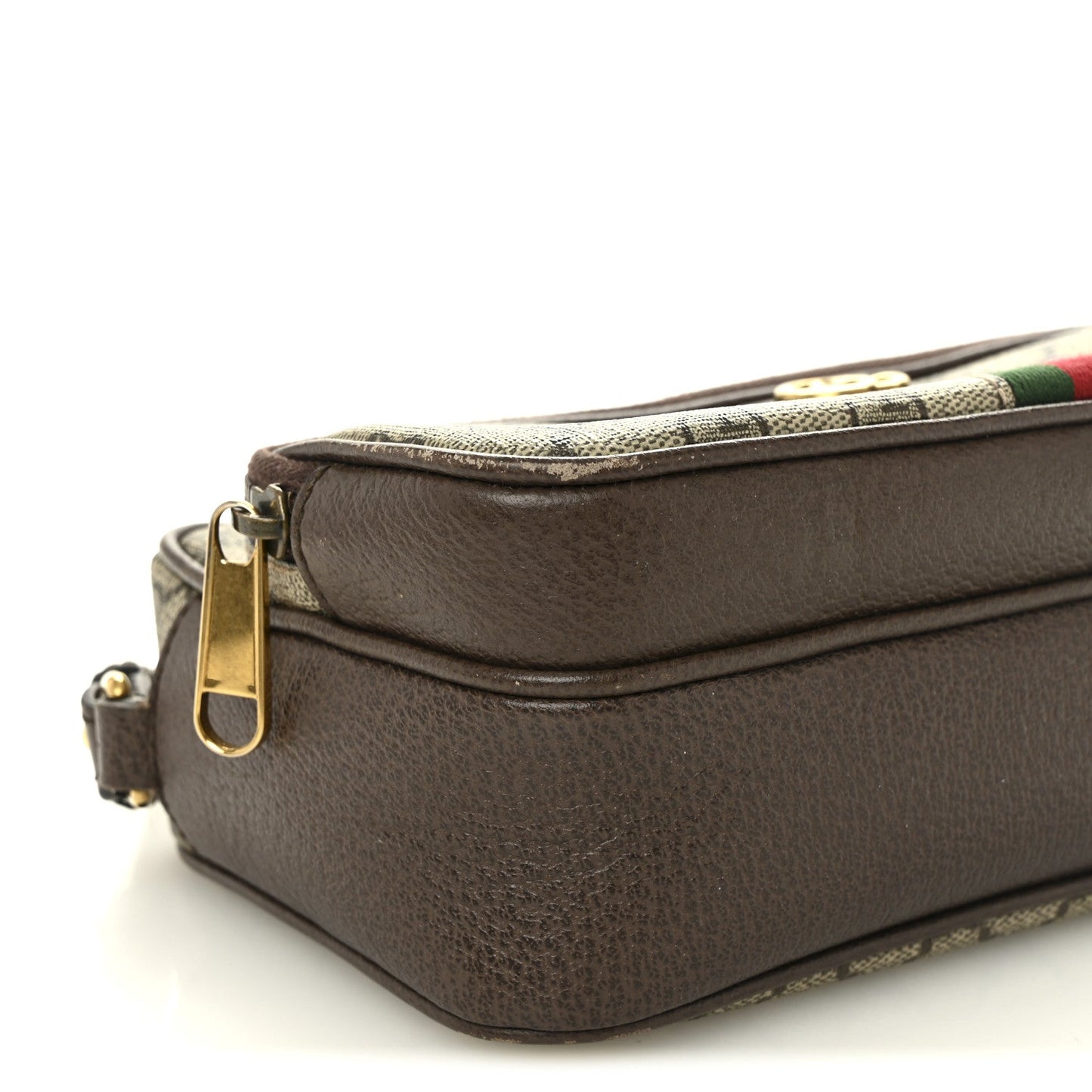 GG Supreme Monogram Textured Dollar Calfskin Web Small Ophidia Convertible Shoulder Bag Beige Ebony New Acero