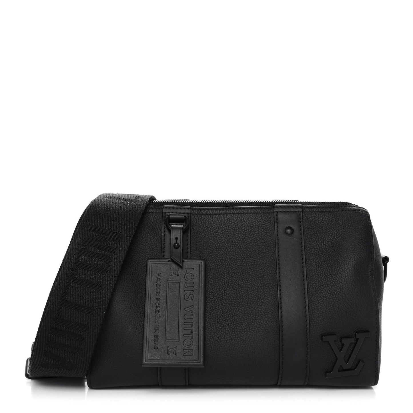 Grained Calfskin Aerogram City Keepall Black