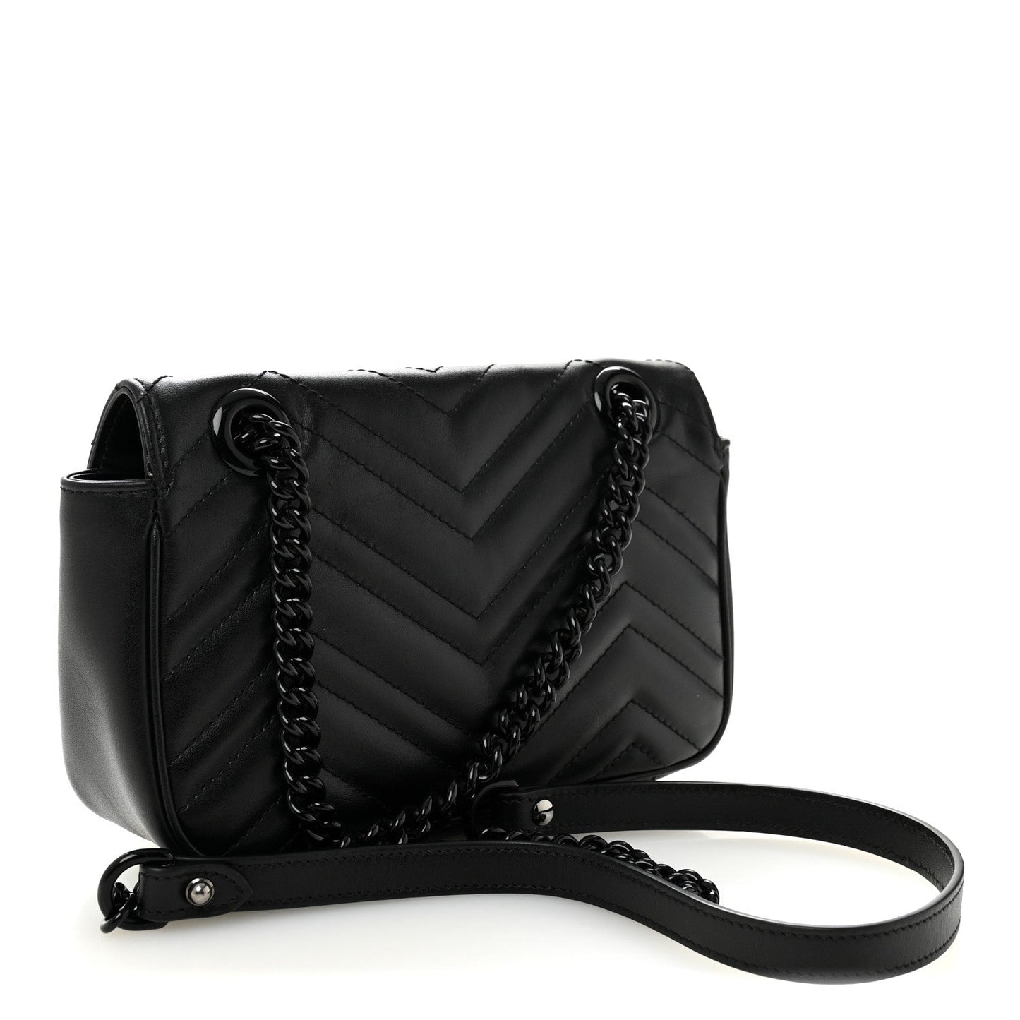 Calfskin Matelasse Monochrome Mini GG Marmont Shoulder Bag Black