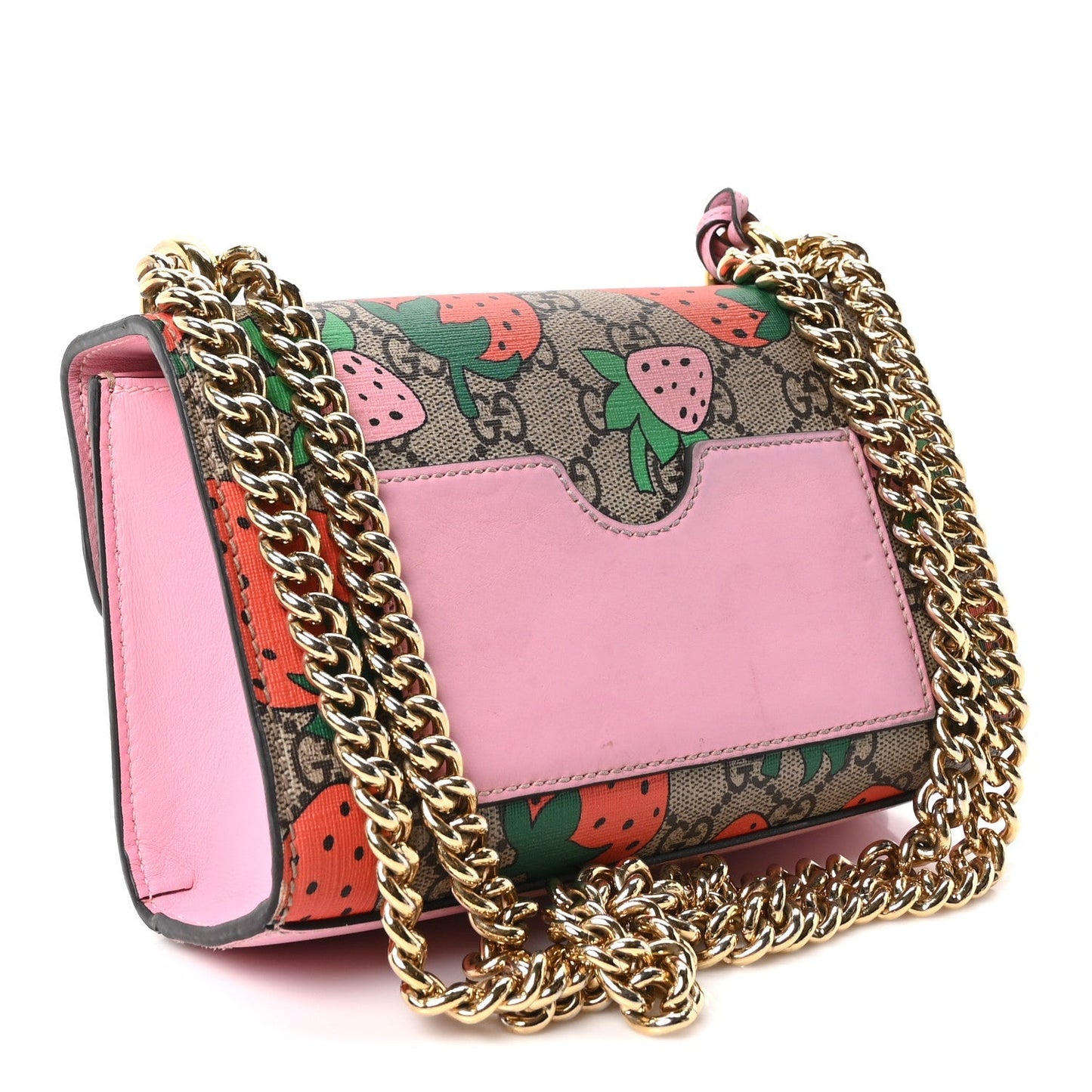 GG Supreme Monogram Strawberry Small Padlock Shoulder Bag