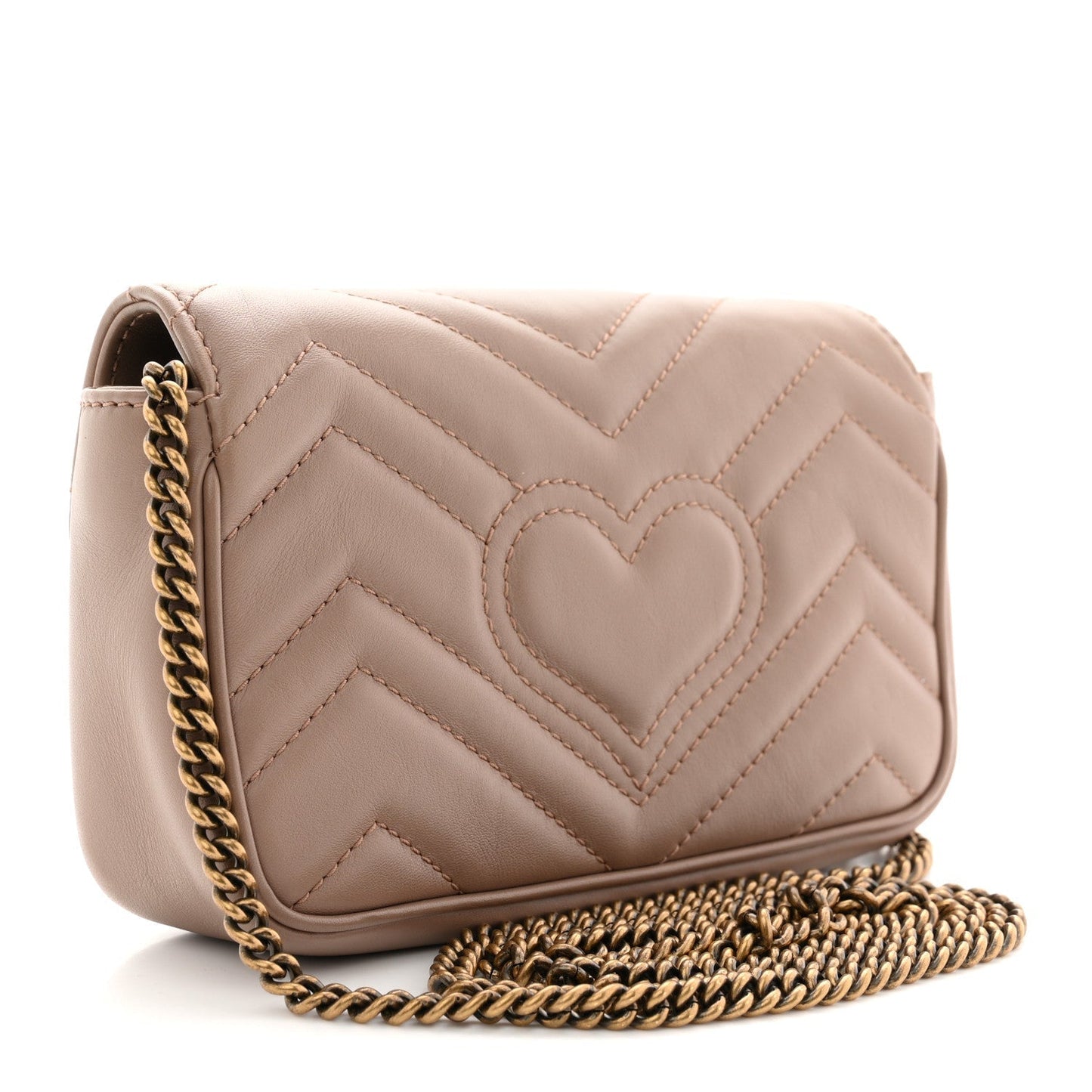 Calfskin Matelasse Super Mini GG Marmont Shoulder Bag Porcelain Rose