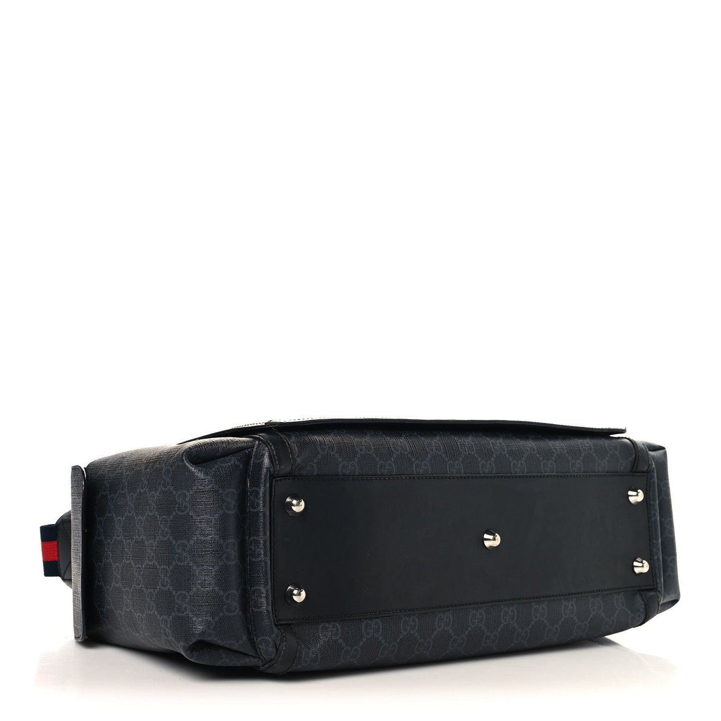 GG Supreme Monogram Web Messenger Diaper Bag Black Grey