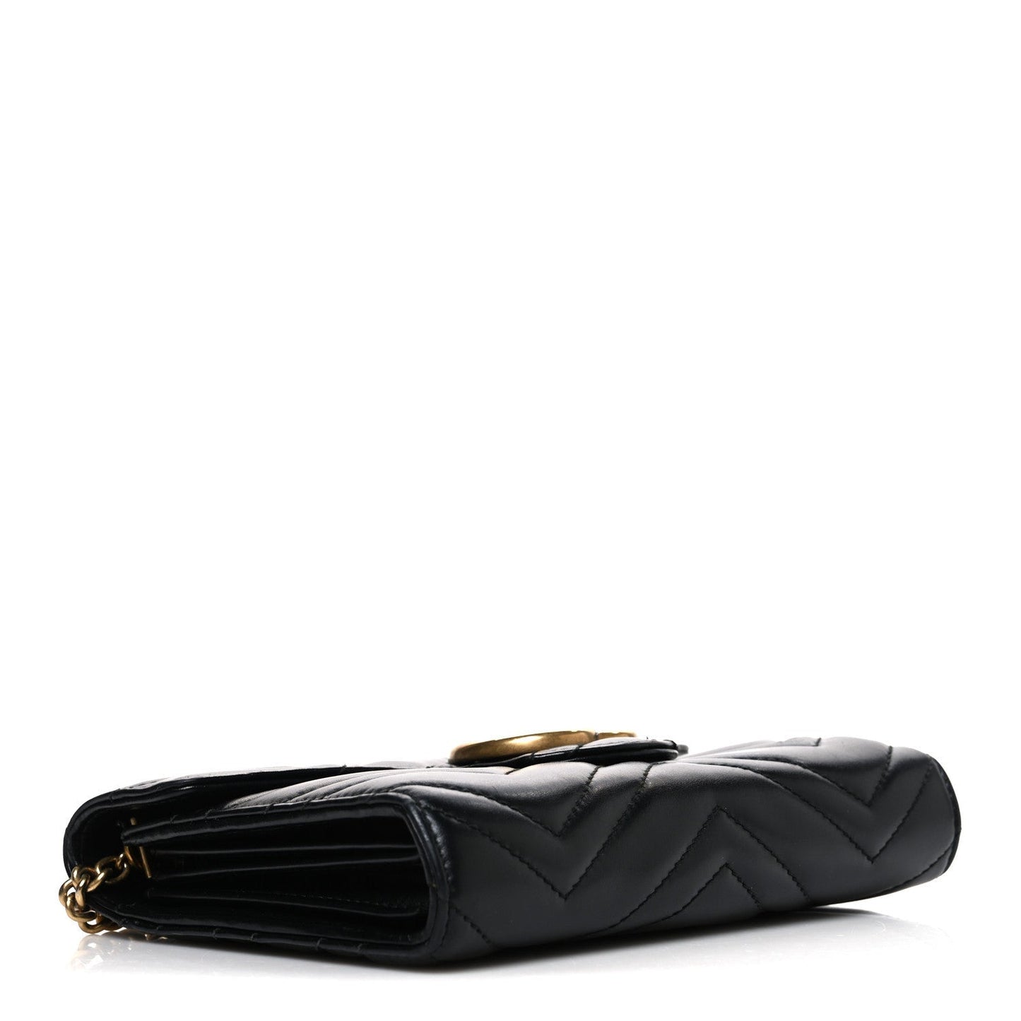 Calfskin Matelasse GG Marmont Chain Wallet Black