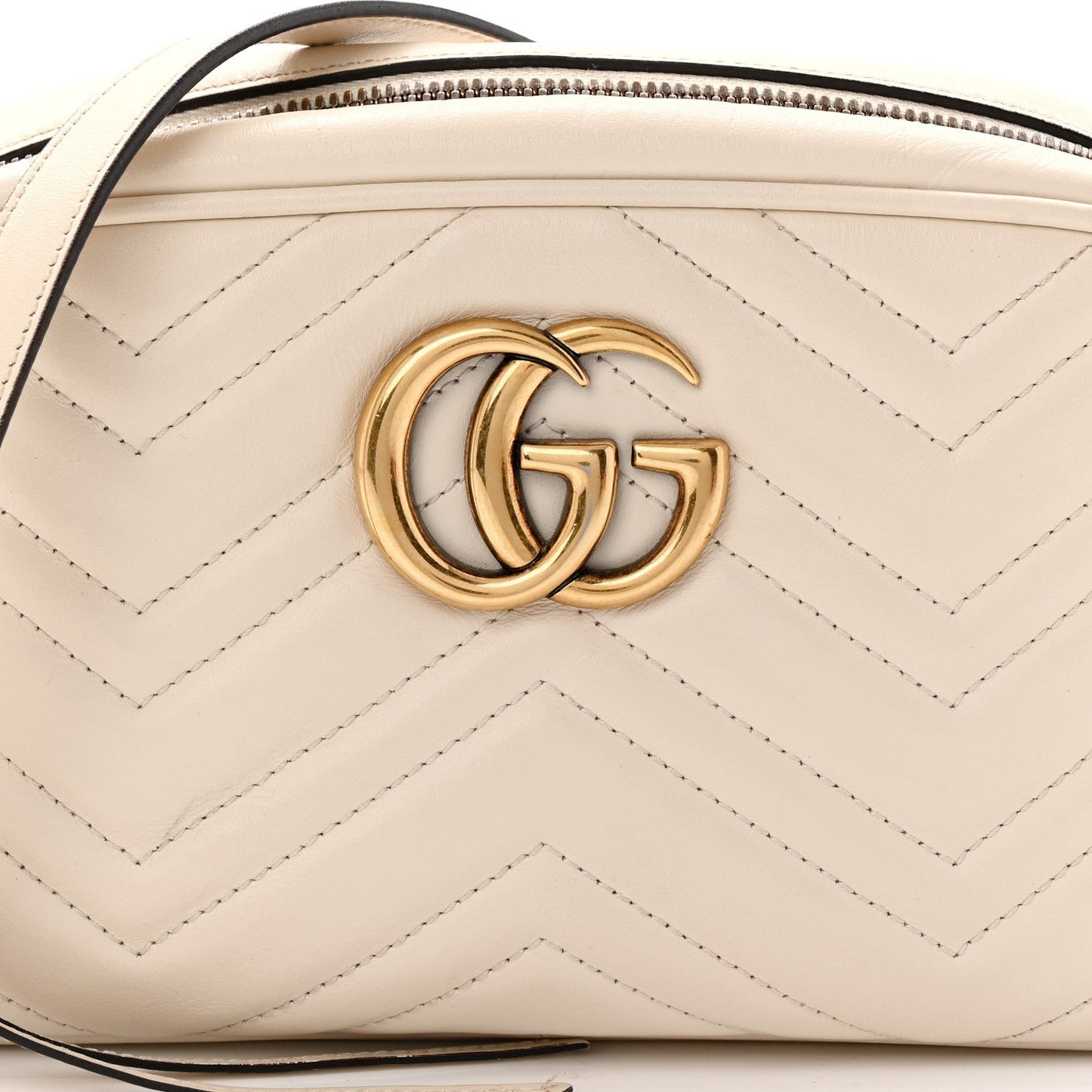 Calfskin Matelasse Small GG Marmont Chain Shoulder Bag White