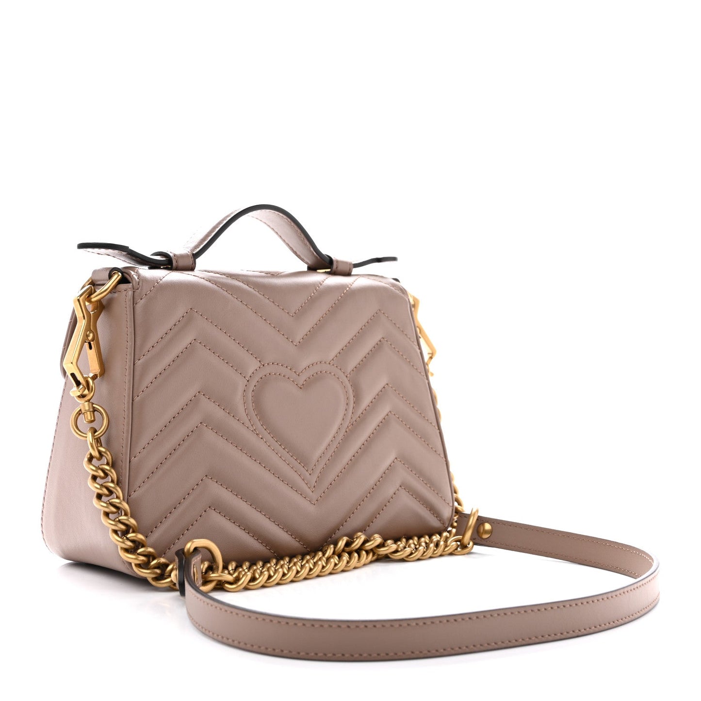 Calfskin Matelasse Mini GG Marmont Top Handle Shoulder Bag Porcelain Rose