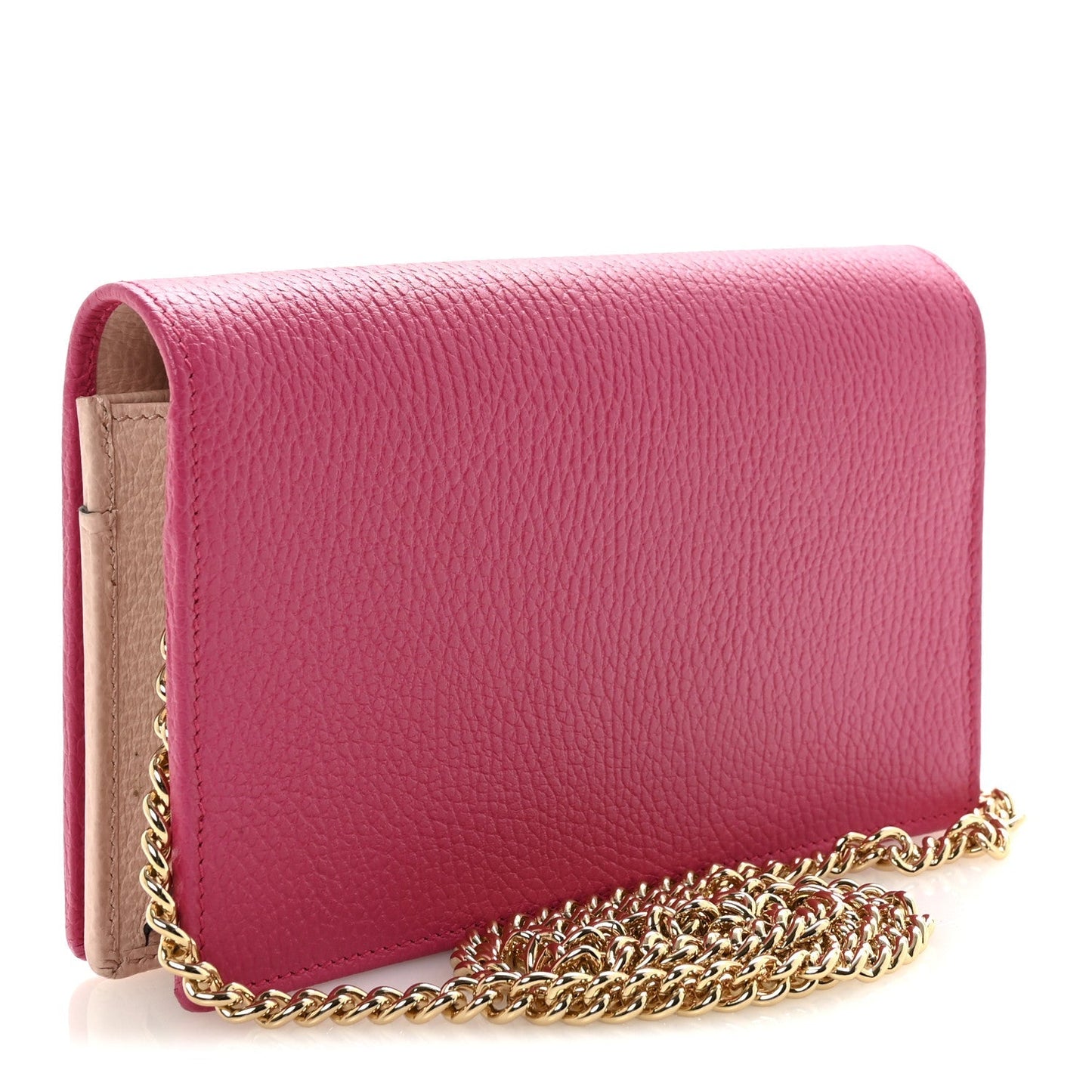 Dollar Calfskin Mini GG Marmont Chain Wallet Box Pink