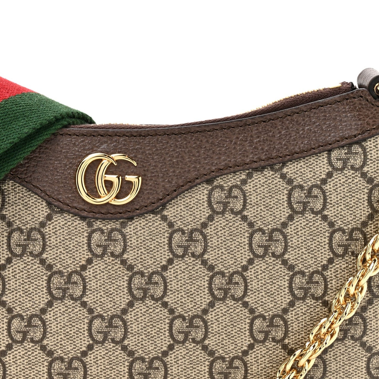 GG Supreme Monogram Textured Dollar Calfskin Web Small Ophidia GG Handbag Beige Ebony New Acero
