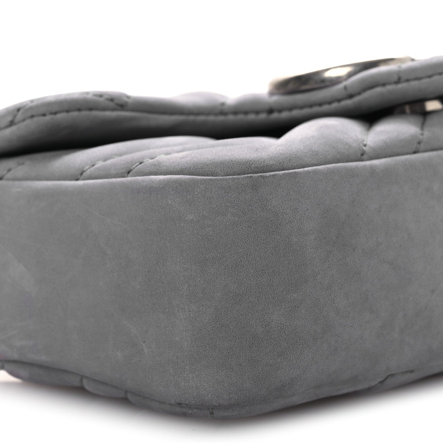 Nubuck Matelasse Mini GG Marmont Shoulder Bag Grey