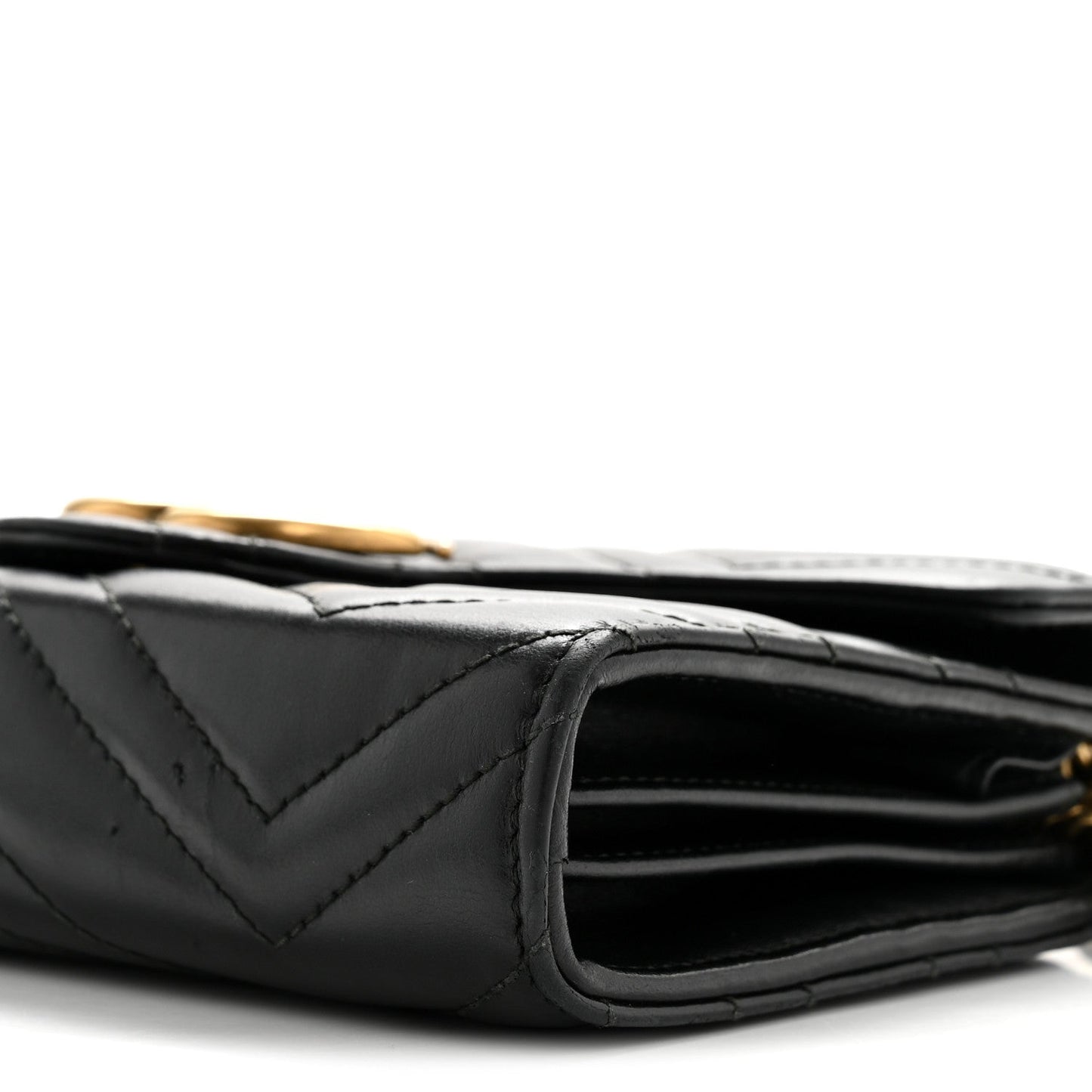 Calfskin Matelasse GG Marmont Chain Wallet Black