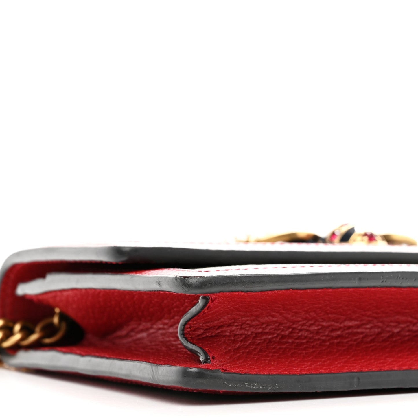 GG Supreme Monogram Web Queen Margaret Chain Wallet Red