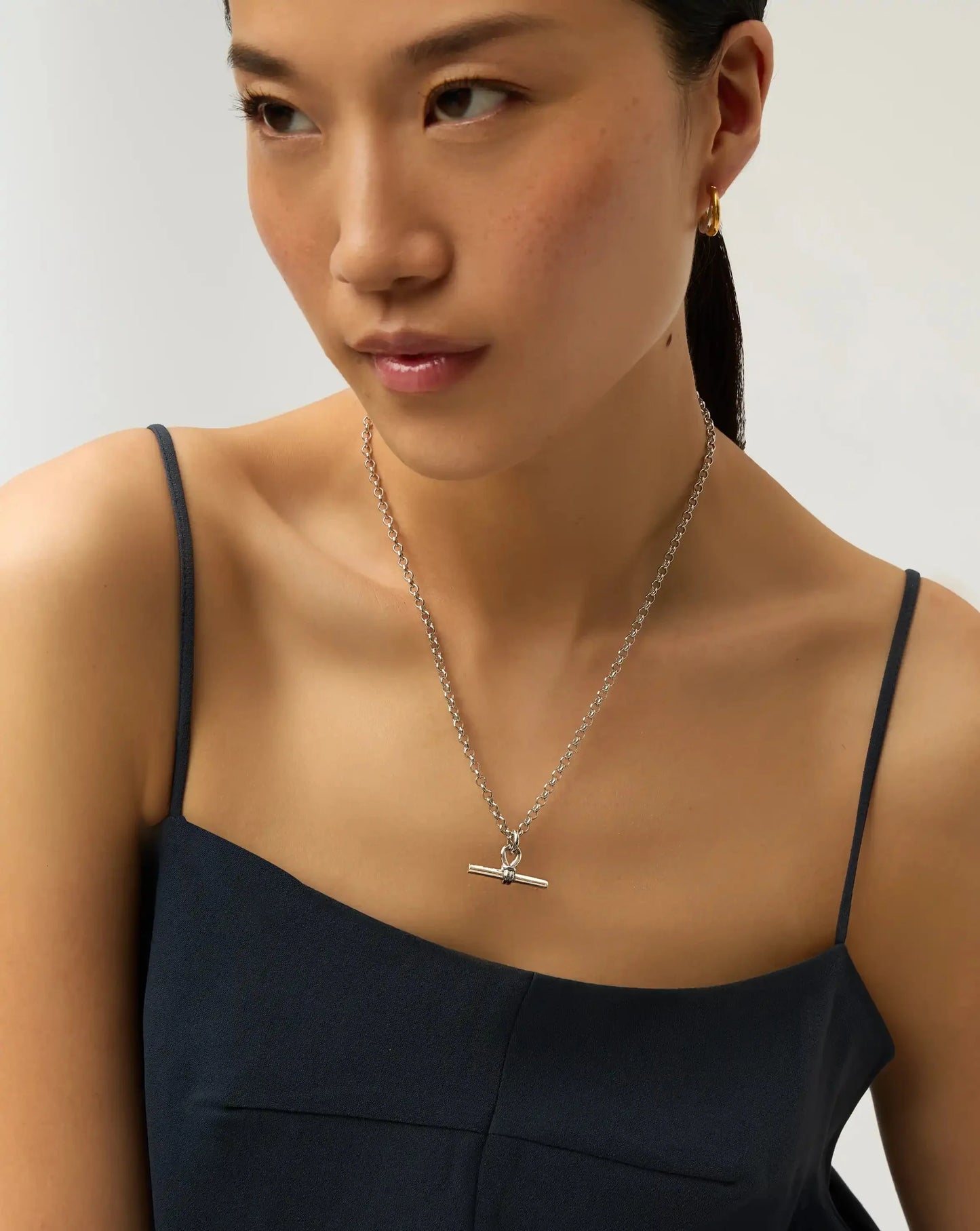 Chunky T-Bar Chain Necklace | Silver Plated
