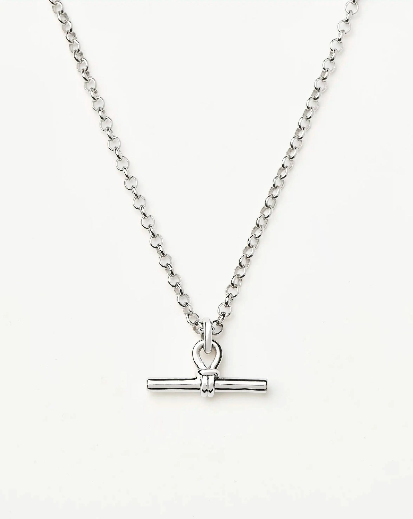 Chunky T-Bar Chain Necklace | Silver Plated