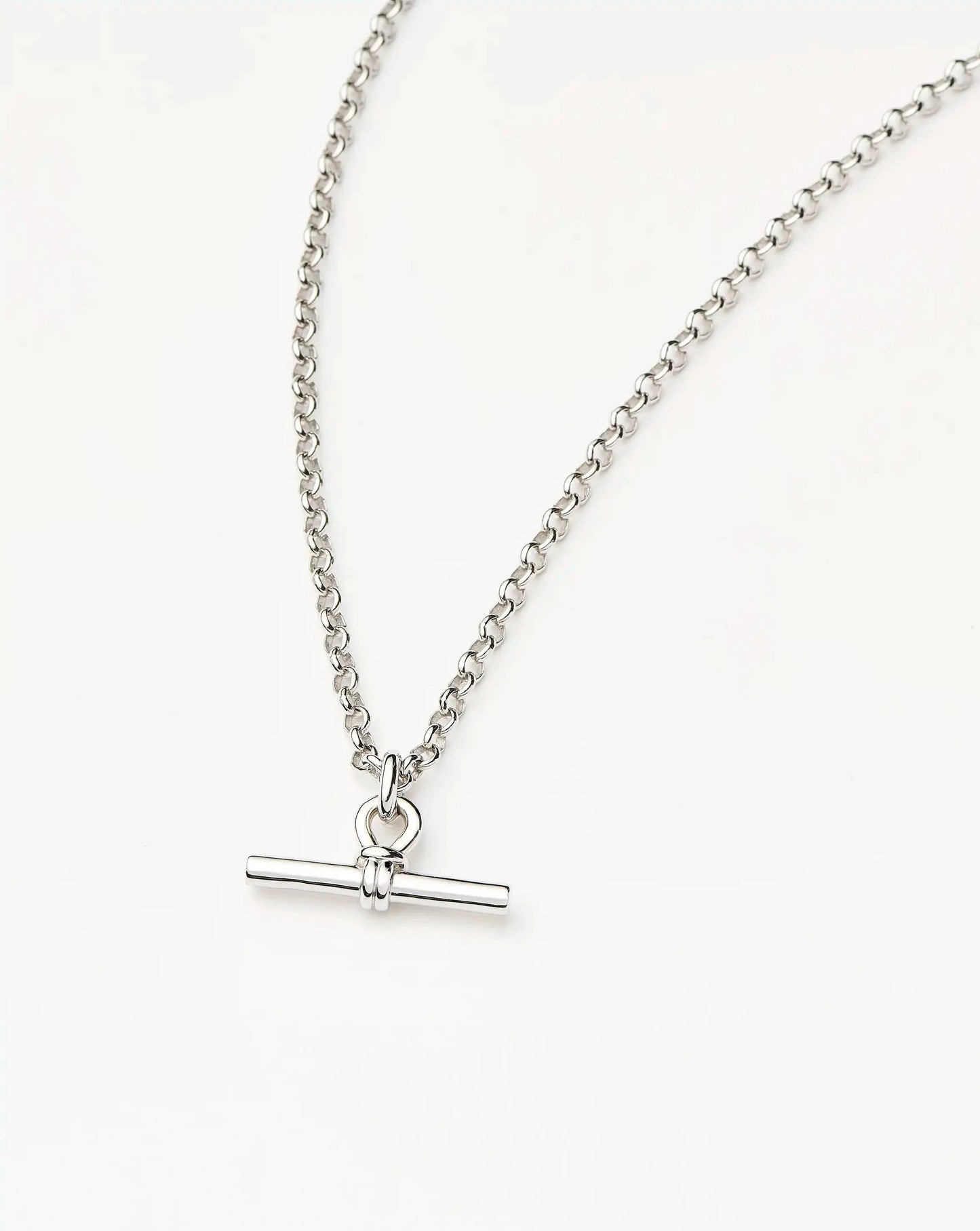 Chunky T-Bar Chain Necklace | Silver Plated