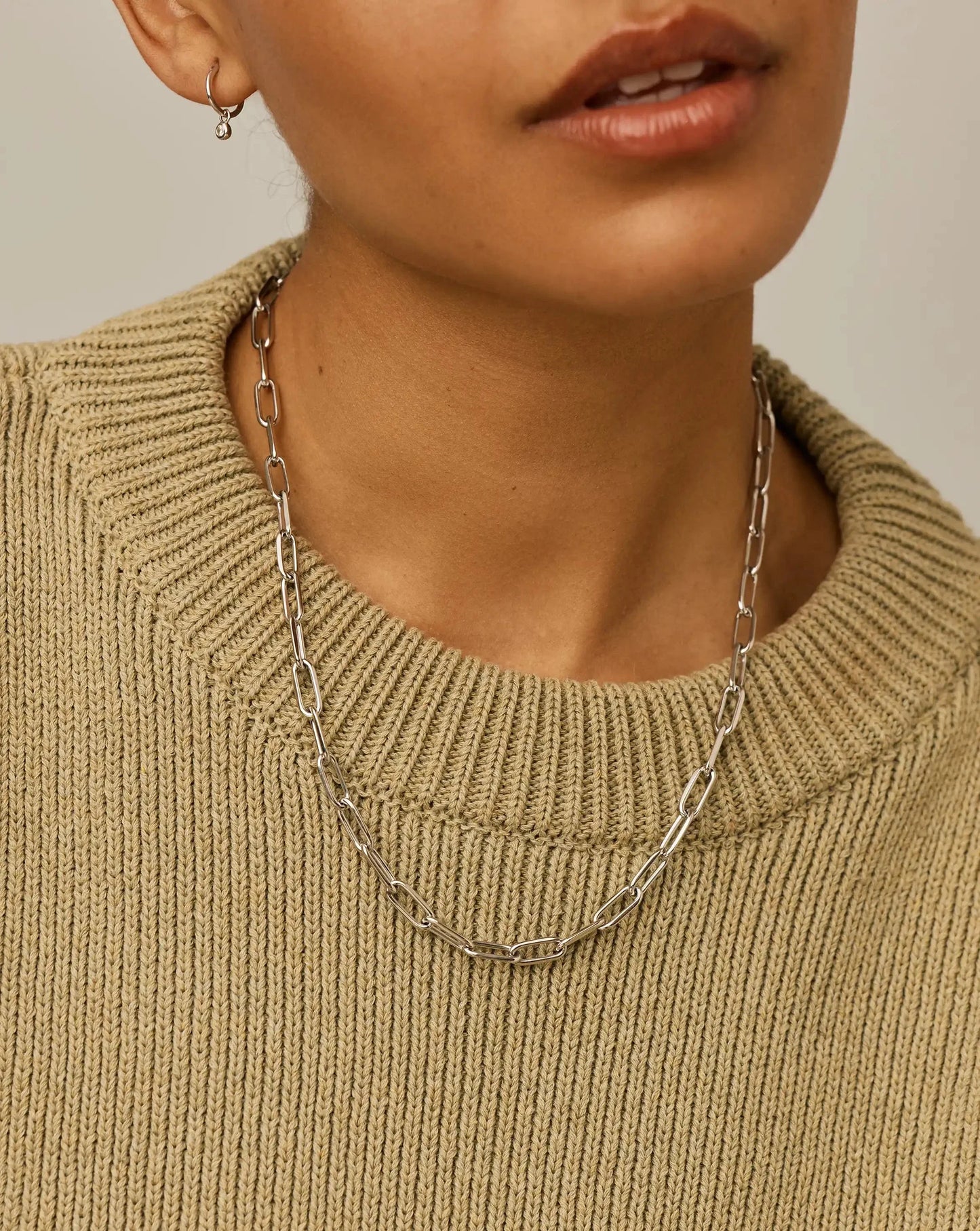 Classic Paperclip Chain Necklace | Platinum Plated