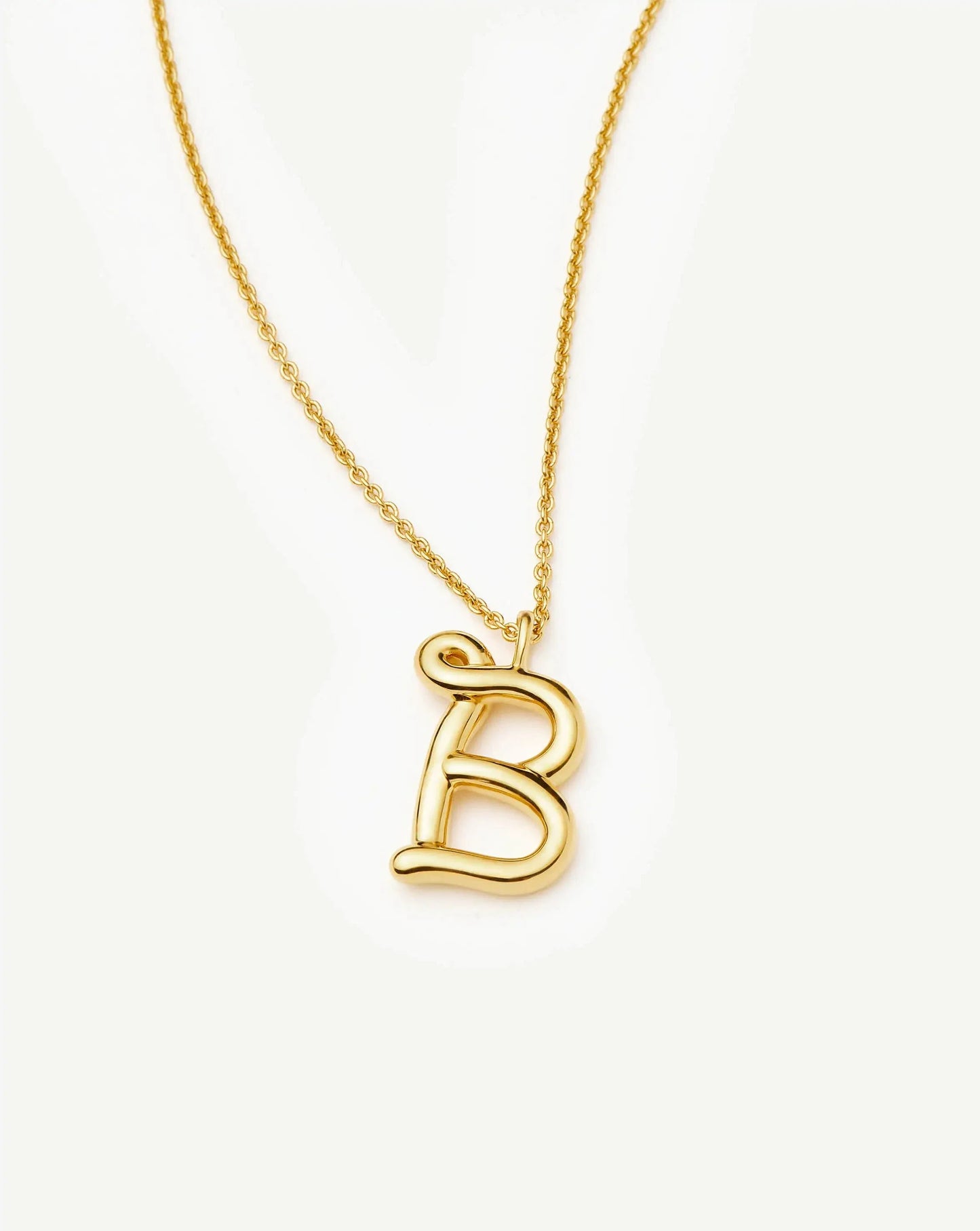 Curly Molten Initial Pendant Necklace - B | 18k Gold Vermeil