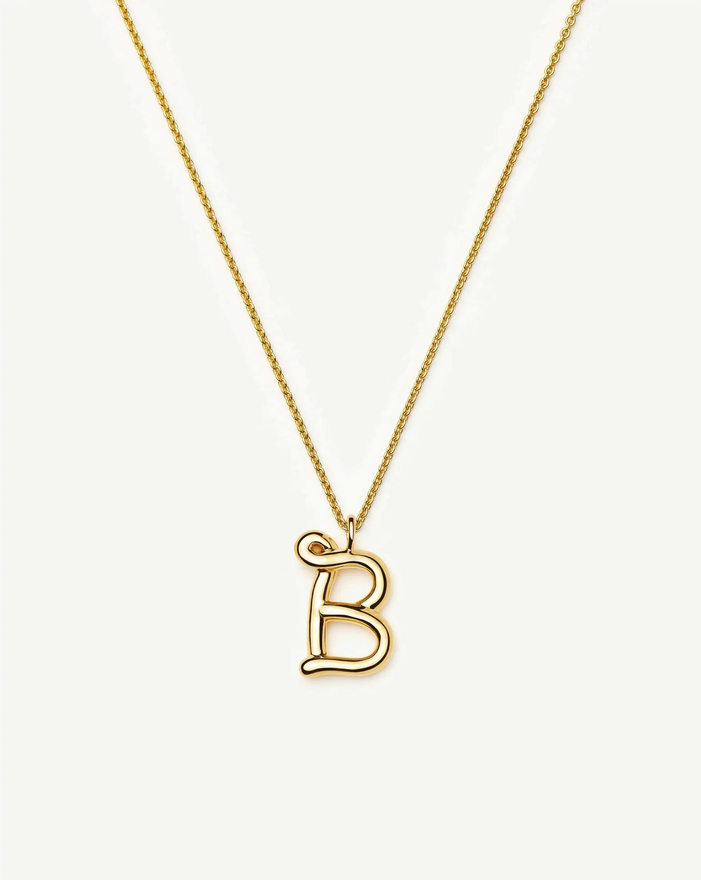 Curly Molten Initial Pendant Necklace - B | 18k Gold Vermeil