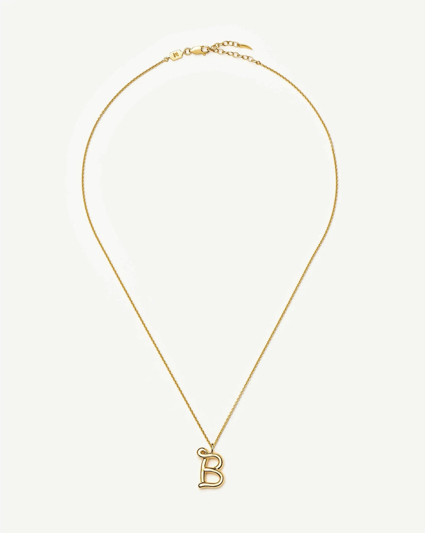 Curly Molten Initial Pendant Necklace - B | 18k Gold Vermeil