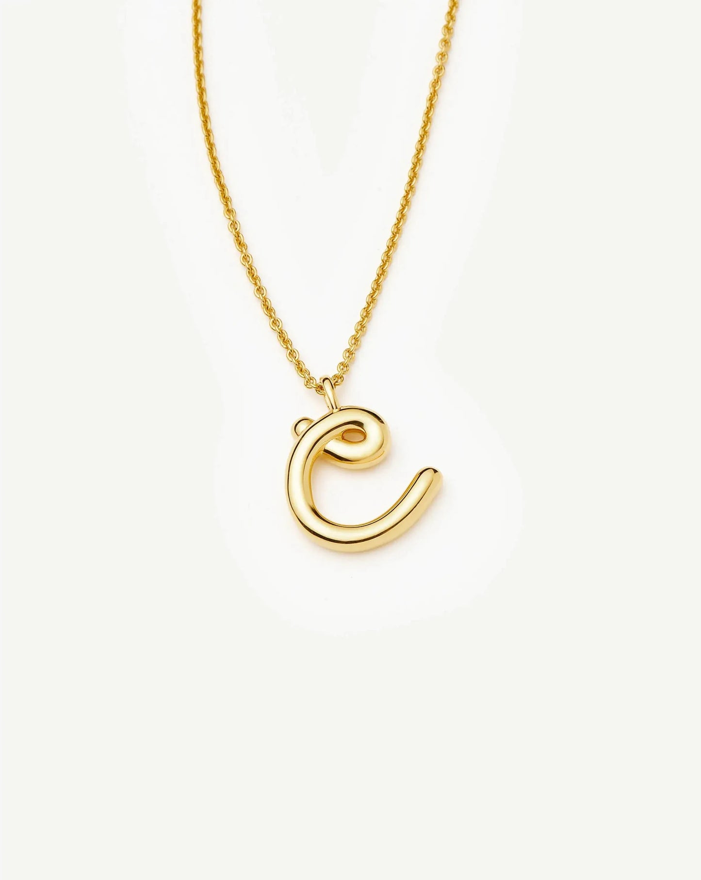 Curly Molten Initial Pendant Necklace - C | 18k Gold Vermeil