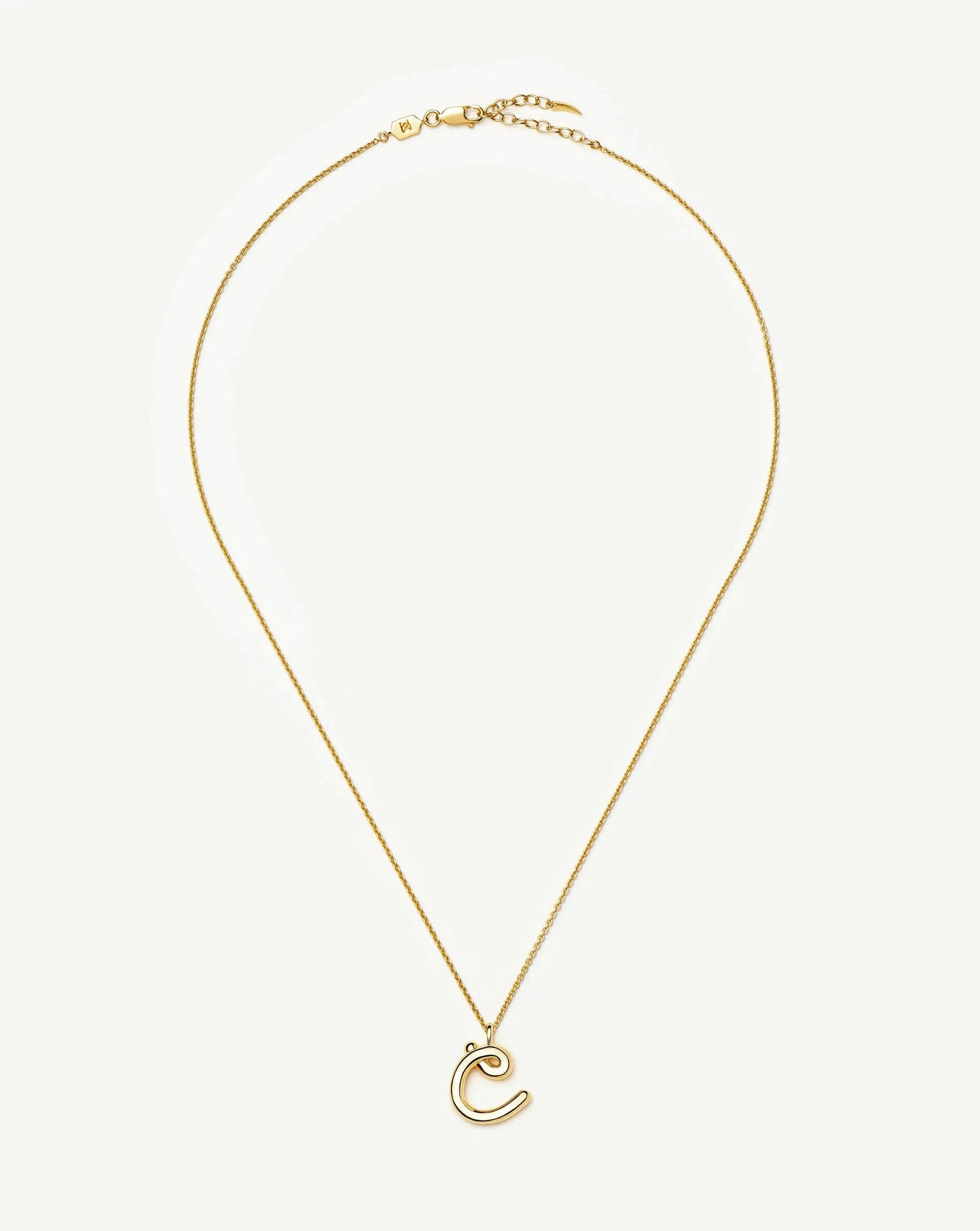 Curly Molten Initial Pendant Necklace - C | 18k Gold Vermeil