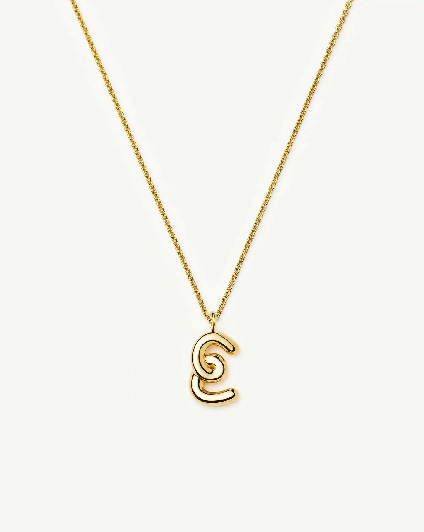 Curly Molten Initial Pendant Necklace - E | 18k Gold Vermeil
