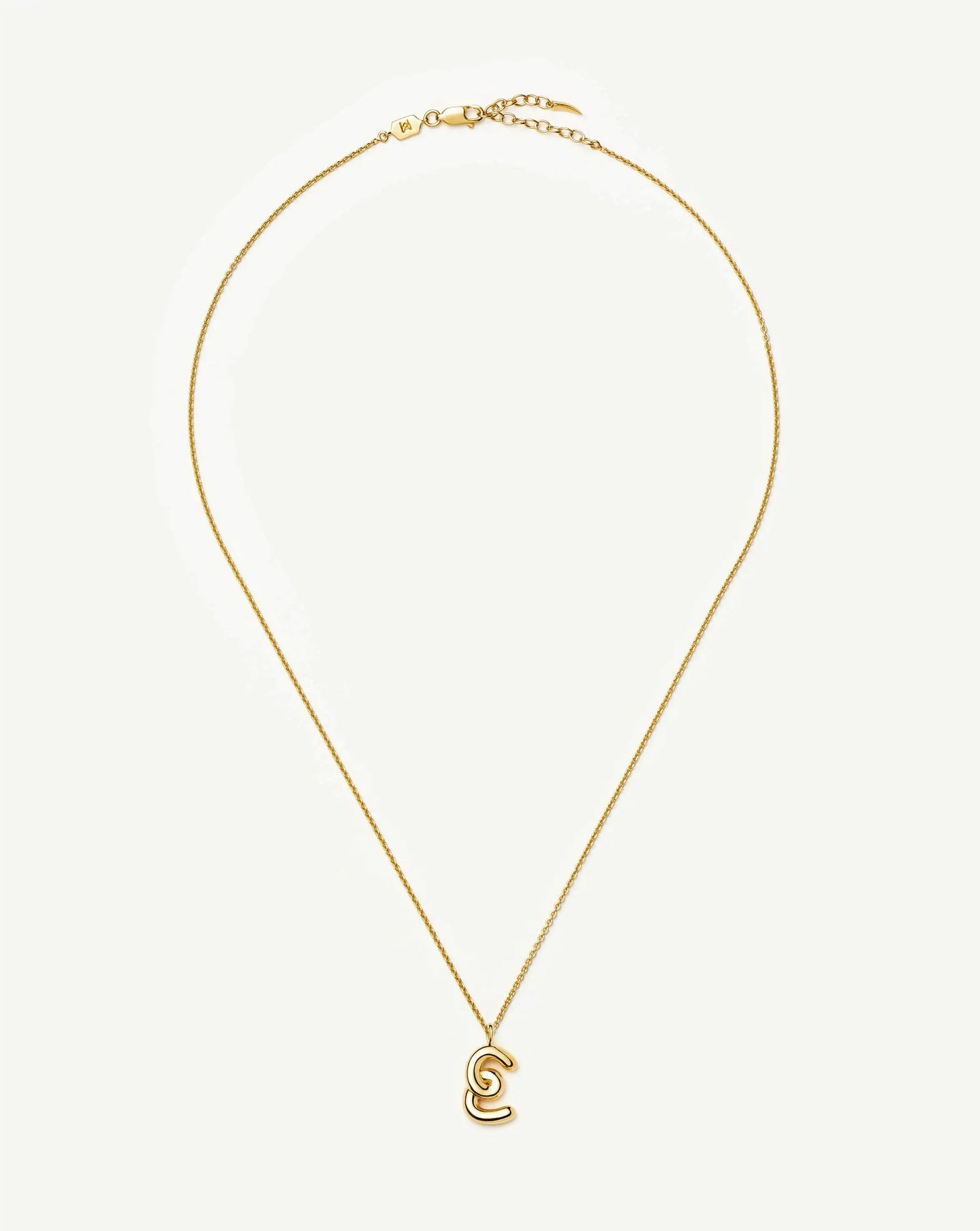 Curly Molten Initial Pendant Necklace - E | 18k Gold Vermeil