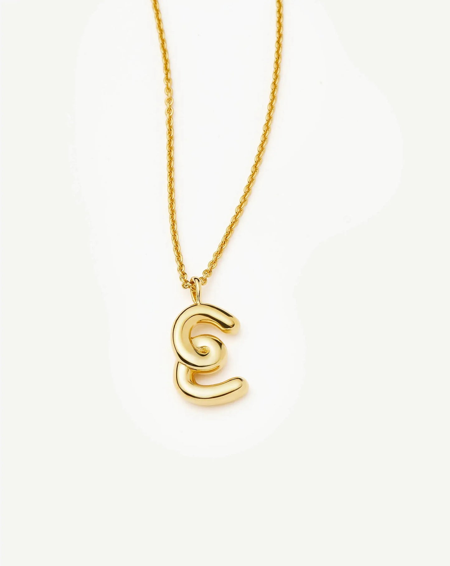 Curly Molten Initial Pendant Necklace - E | 18k Gold Vermeil