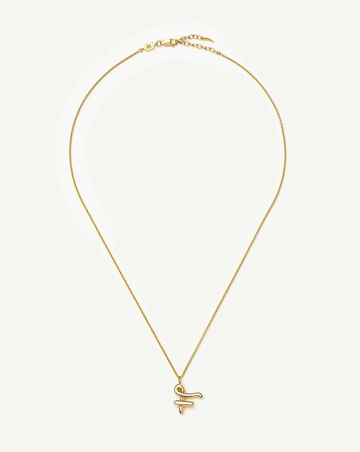 Curly Molten Initial Pendant Necklace - F | 18k Gold Vermeil