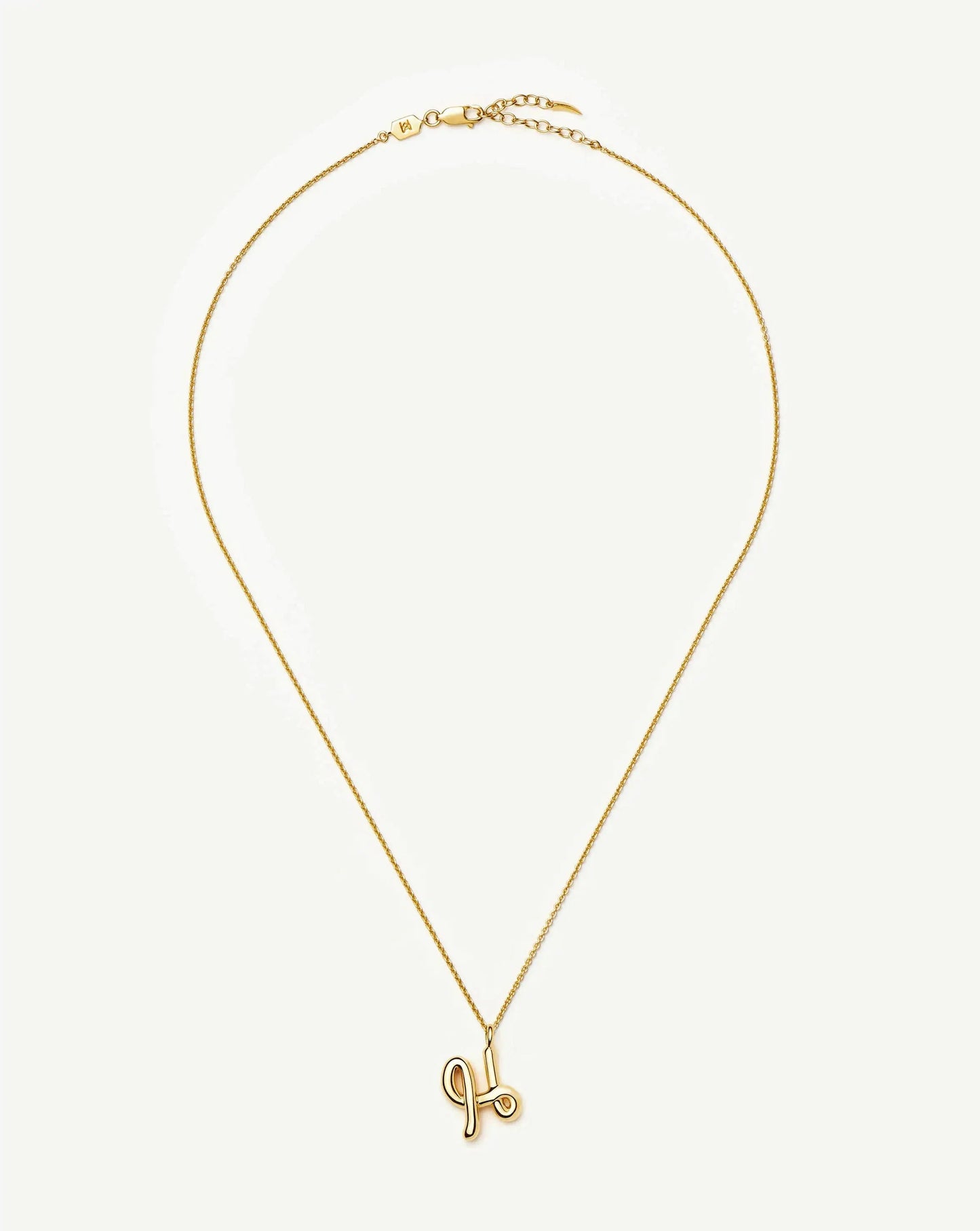 Curly Molten Initial Pendant Necklace - H | 18k Gold Vermeil