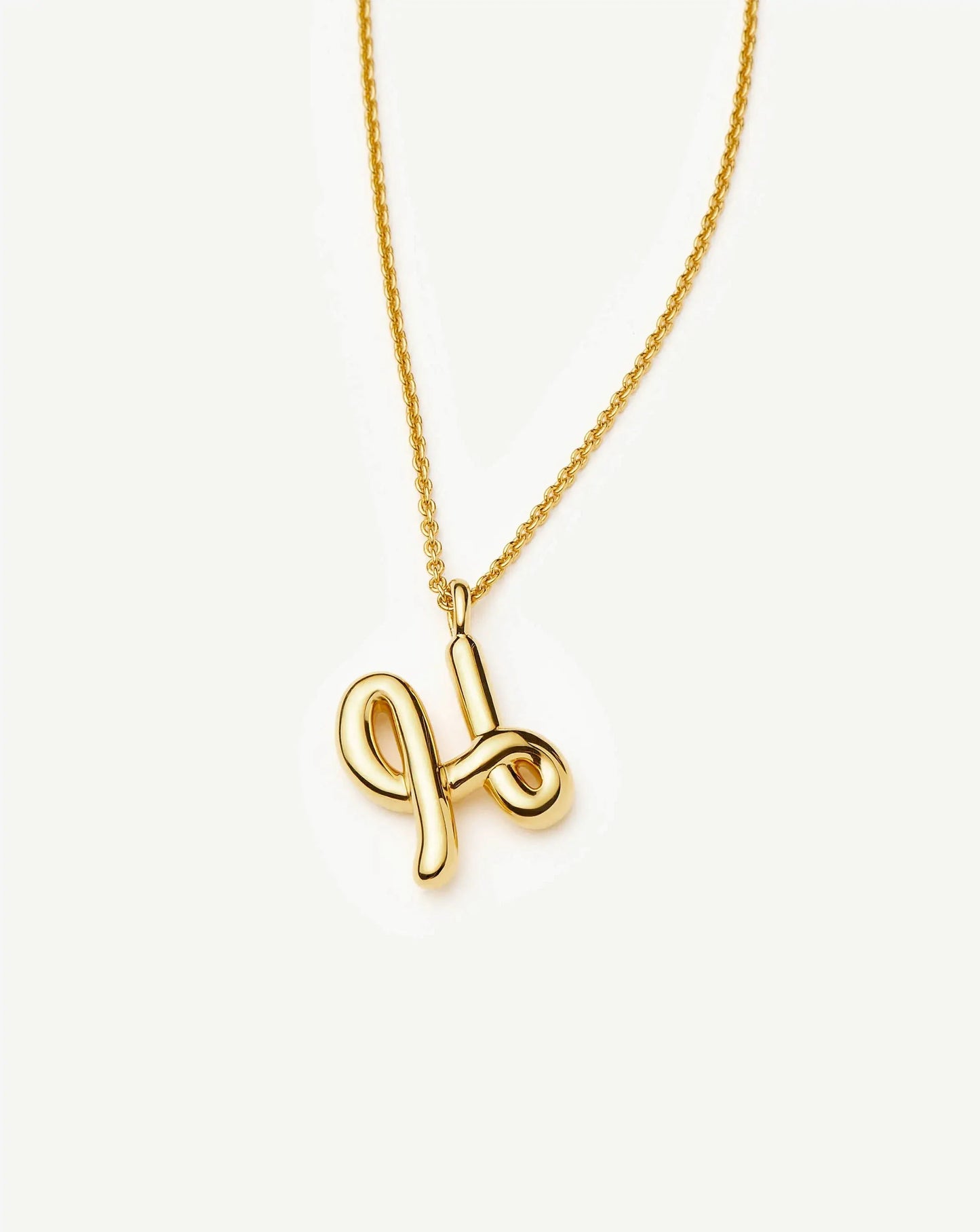 Curly Molten Initial Pendant Necklace - H | 18k Gold Vermeil