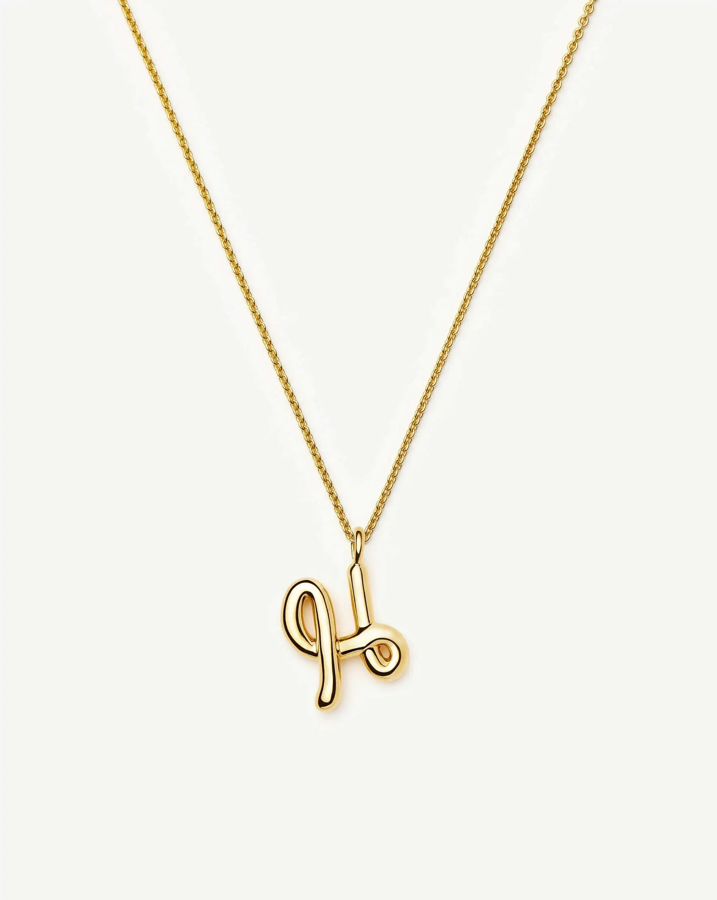 Curly Molten Initial Pendant Necklace - H | 18k Gold Vermeil