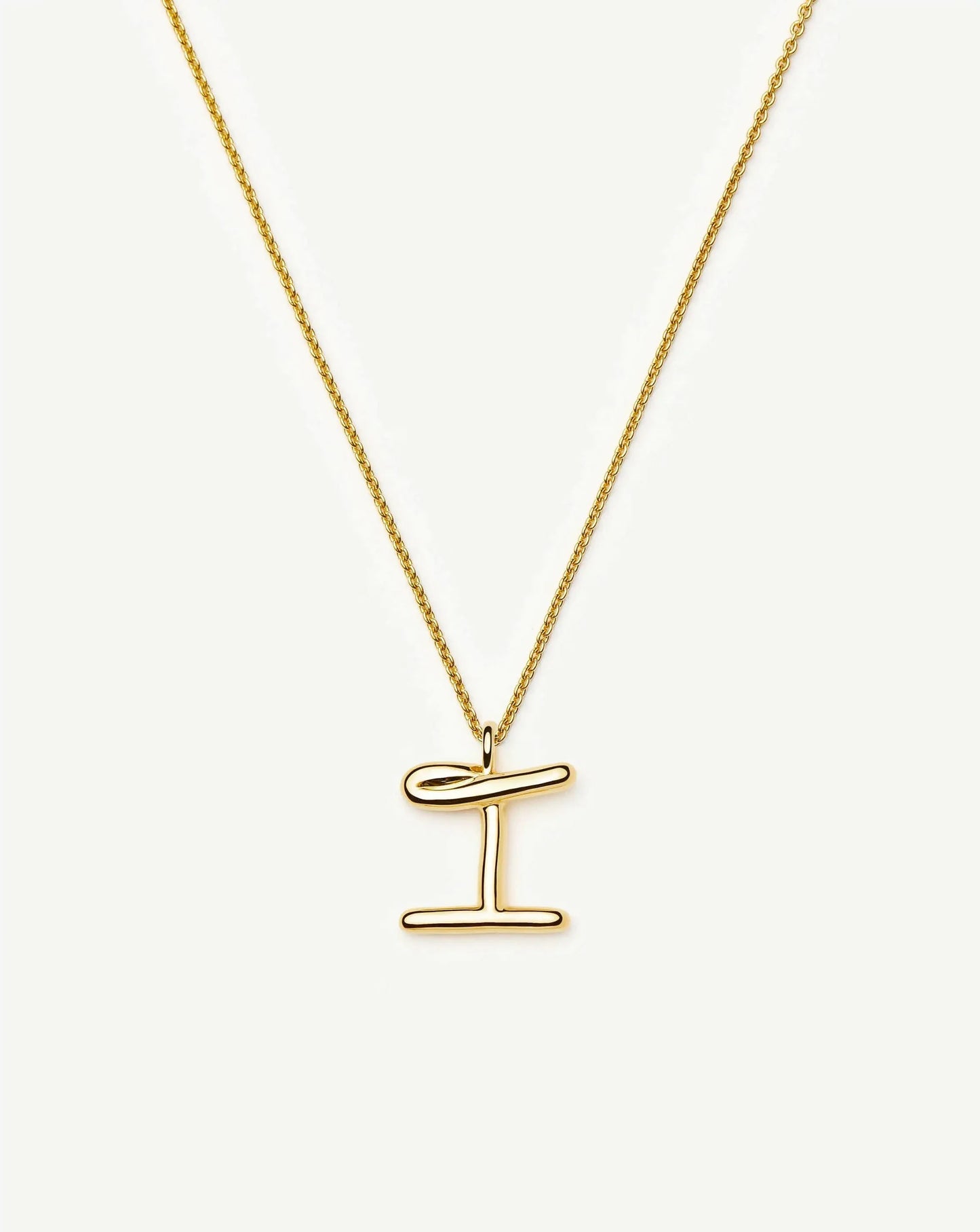 Curly Molten Initial Pendant Necklace - I | 18k Gold Vermeil