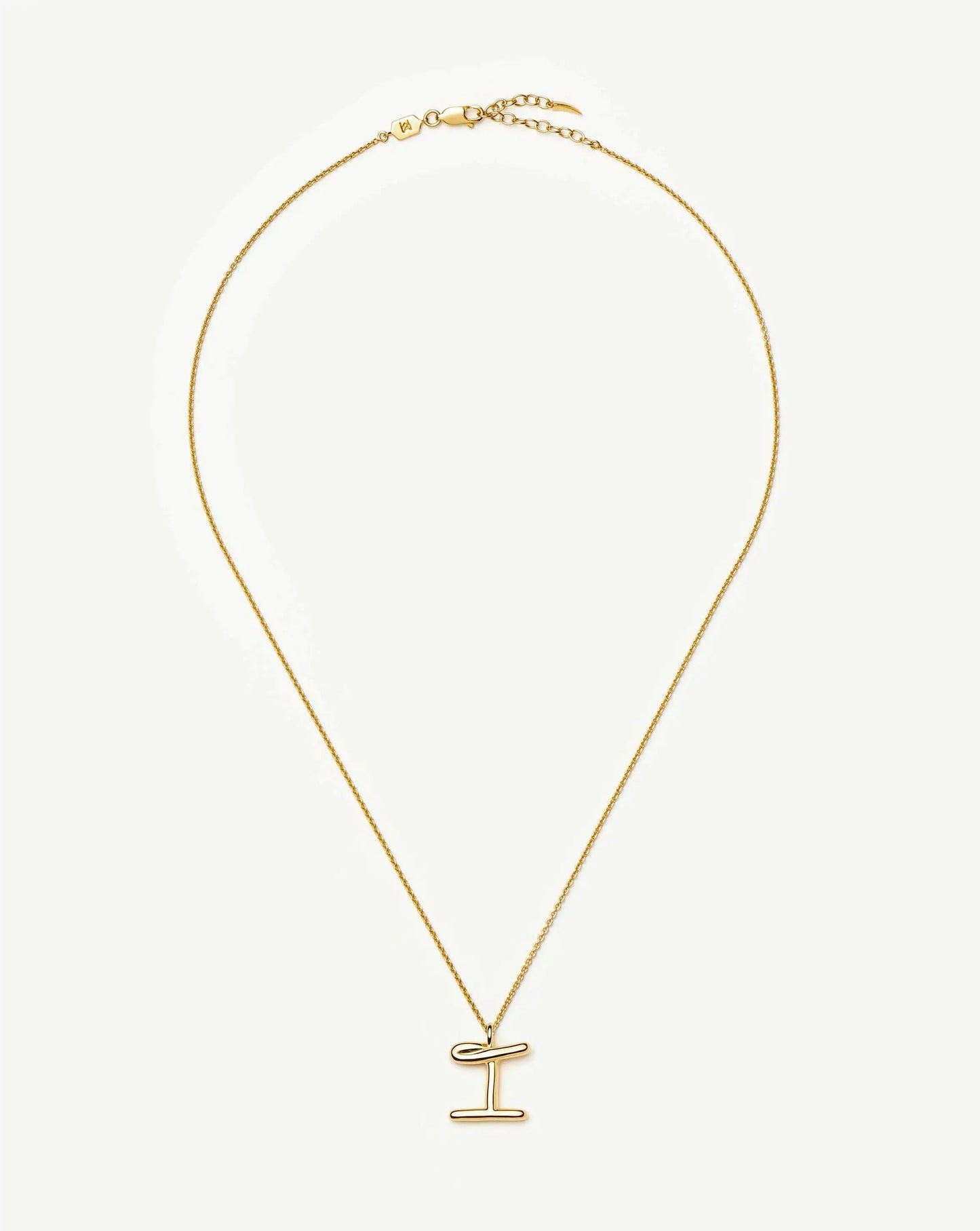 Curly Molten Initial Pendant Necklace - I | 18k Gold Vermeil