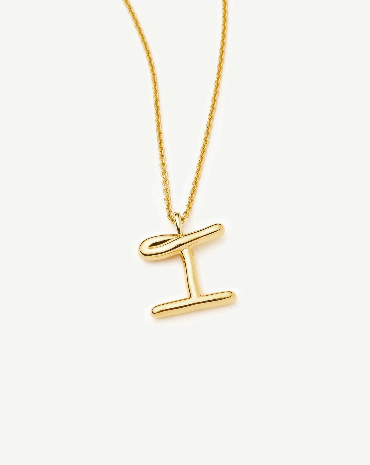 Curly Molten Initial Pendant Necklace - I | 18k Gold Vermeil