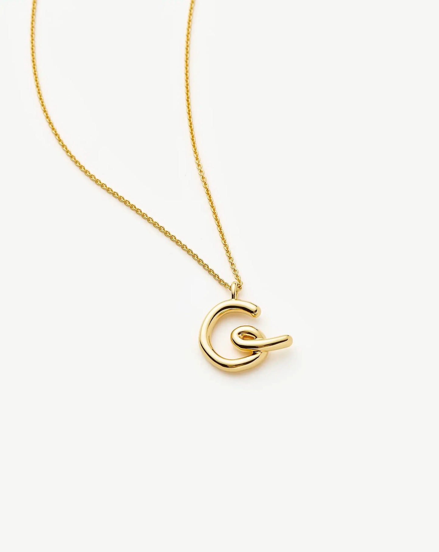 Curly Molten Initial Pendant Necklace - G | 18k Gold Vermeil