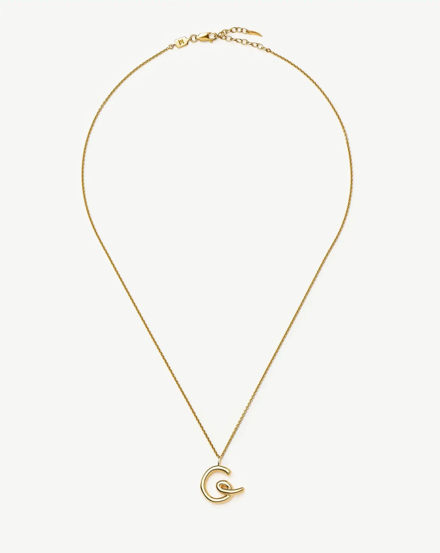 Curly Molten Initial Pendant Necklace - G | 18k Gold Vermeil