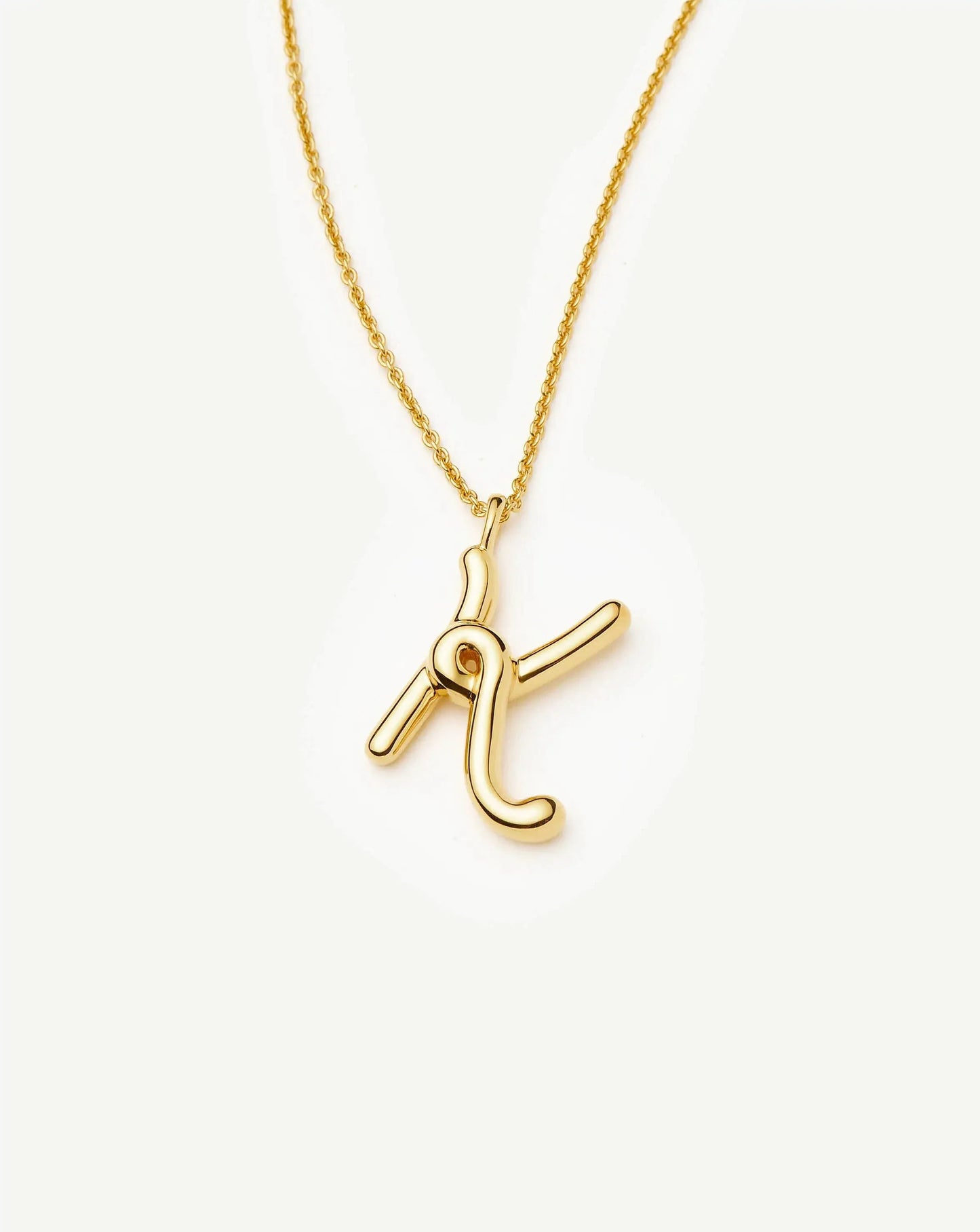 Curly Molten Initial Pendant Necklace - K | 18k Gold Vermeil