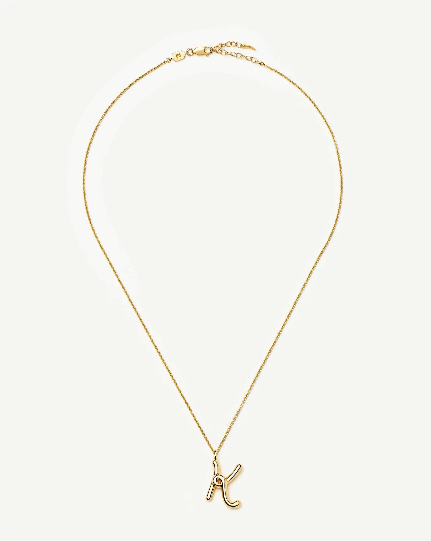 Curly Molten Initial Pendant Necklace - K | 18k Gold Vermeil