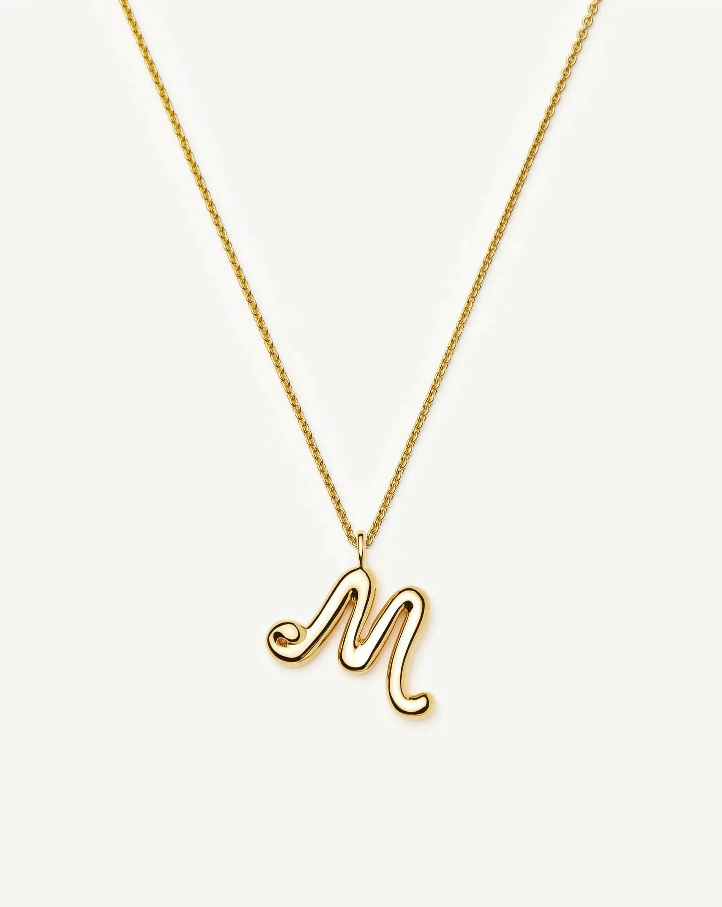 Curly Molten Initial Pendant Necklace - M | 18k Gold Vermeil