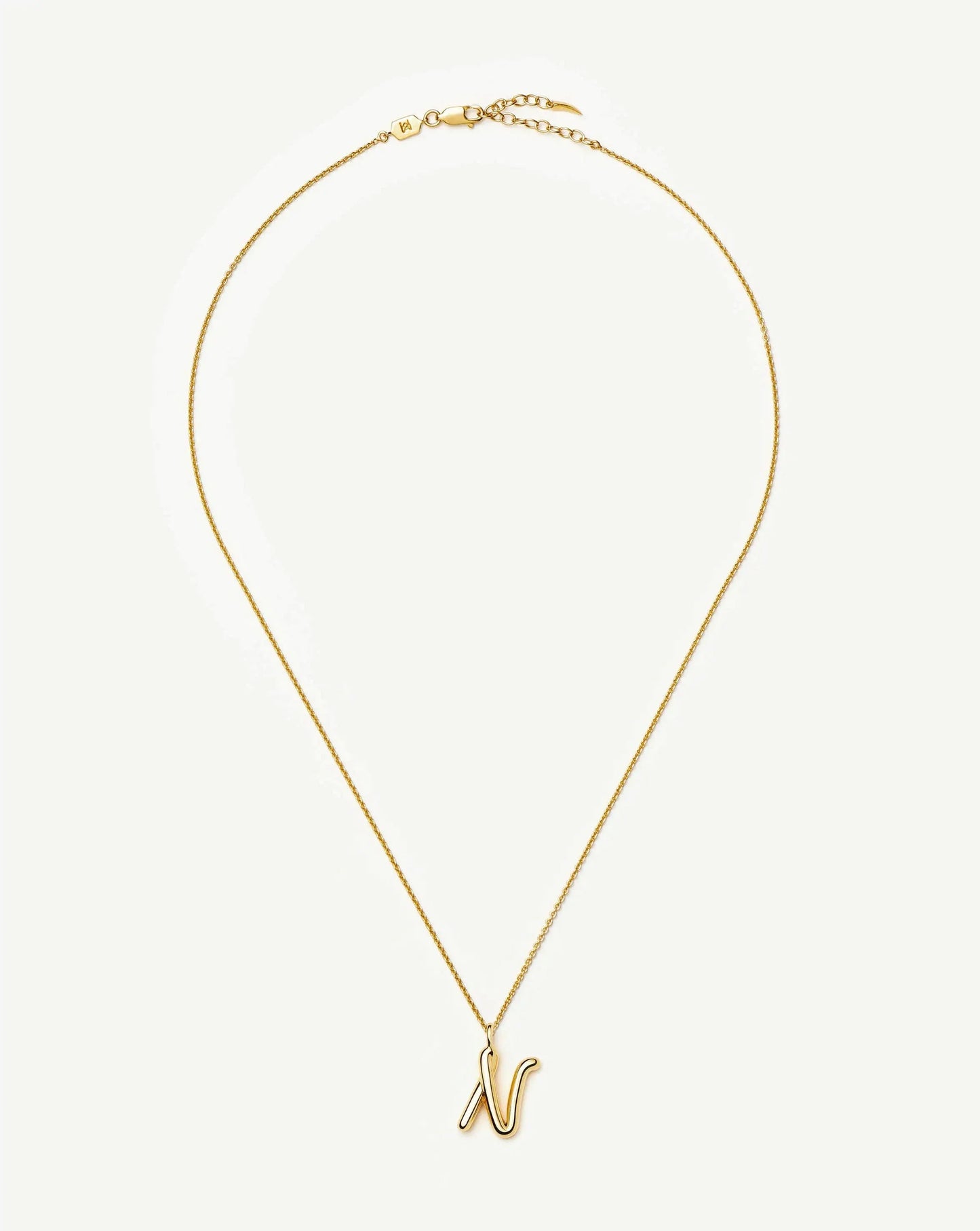 Curly Molten Initial Pendant Necklace - N | 18k Gold Vermeil