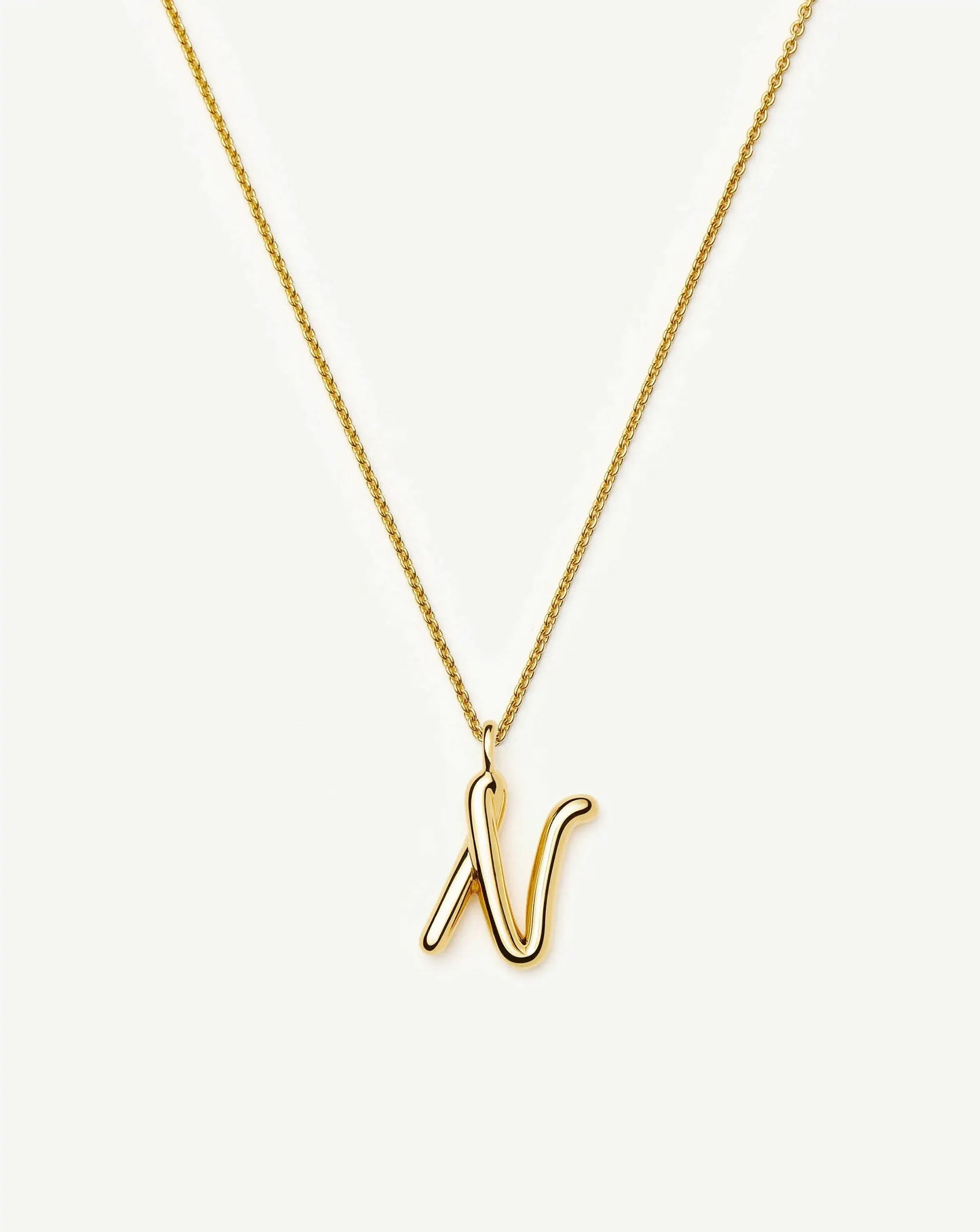 Curly Molten Initial Pendant Necklace - N | 18k Gold Vermeil