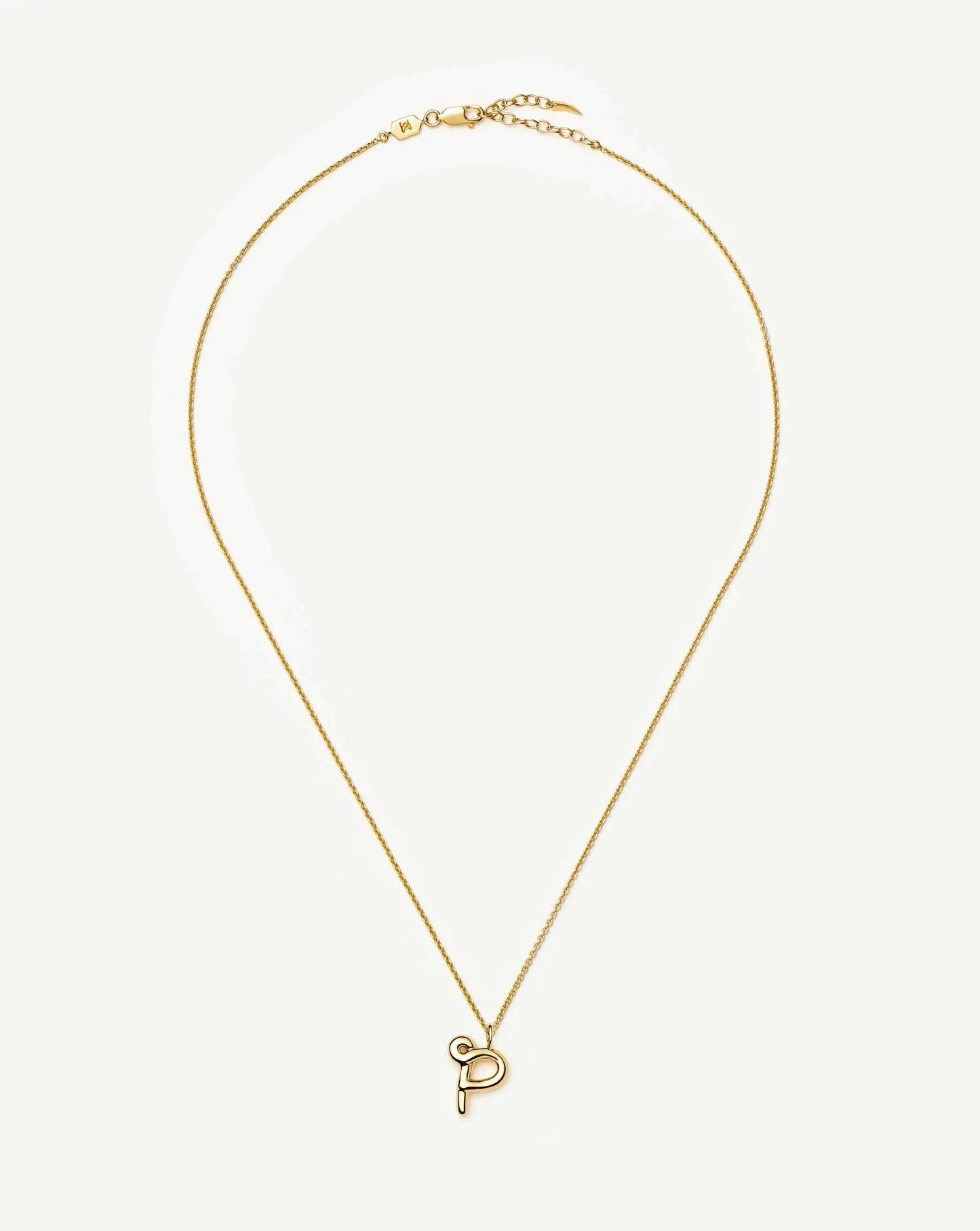 Curly Molten Initial Pendant Necklace - P | 18k Gold Vermeil